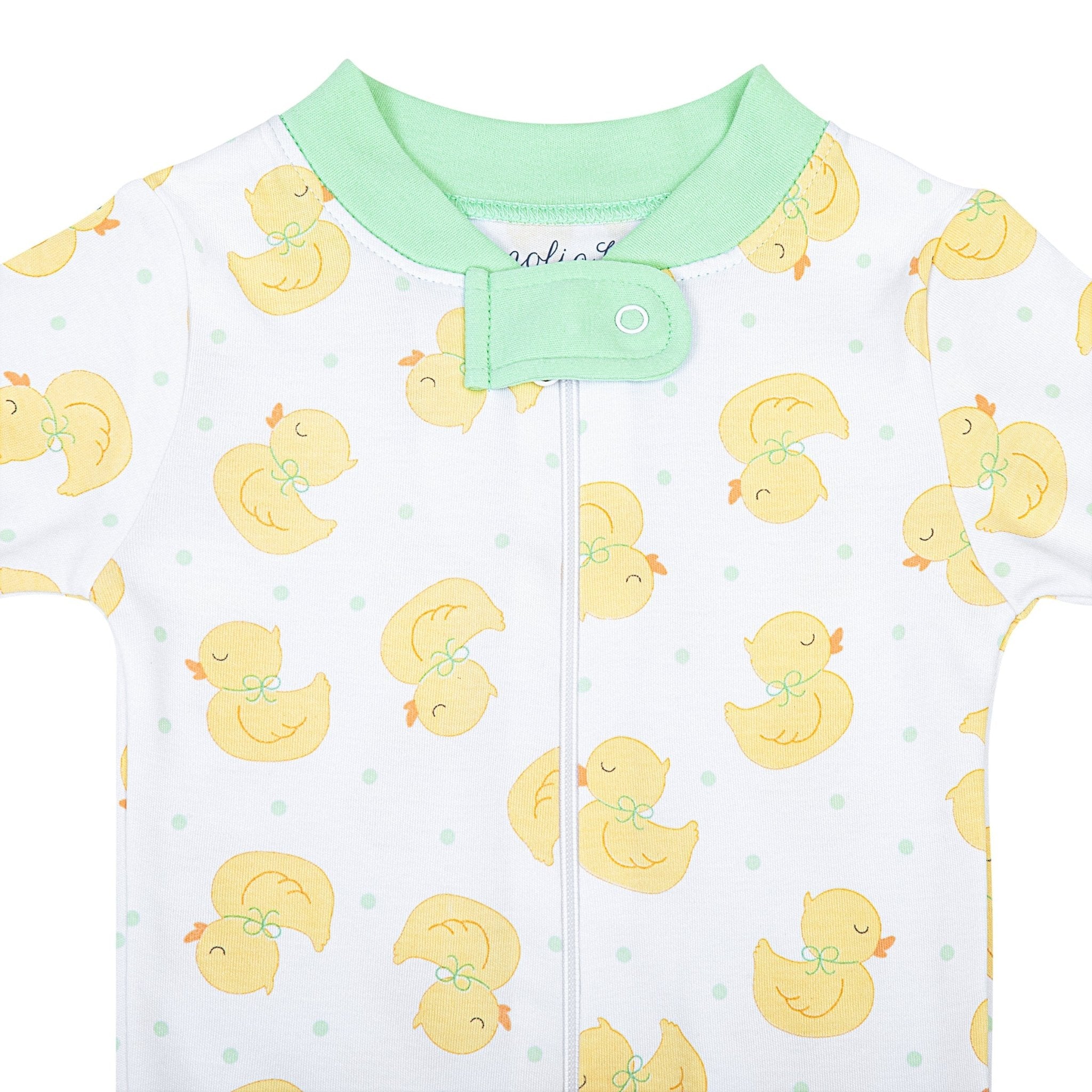 Precious Ducklings Zip Pajamas - Celery - Magnolia BabyZipper Pajamas