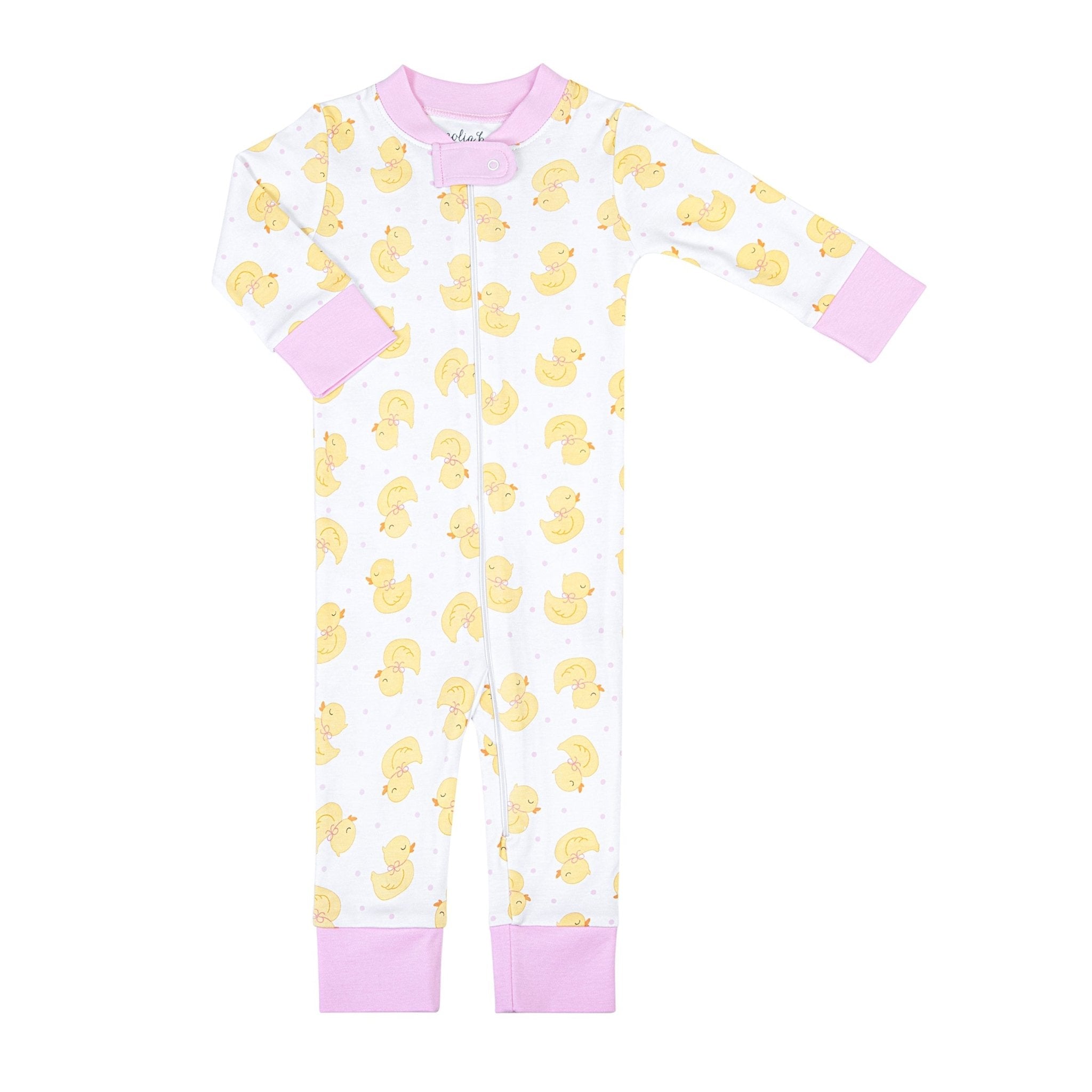 Precious Ducklings Zip Pajamas - Pink - Magnolia BabyZipper Pajamas