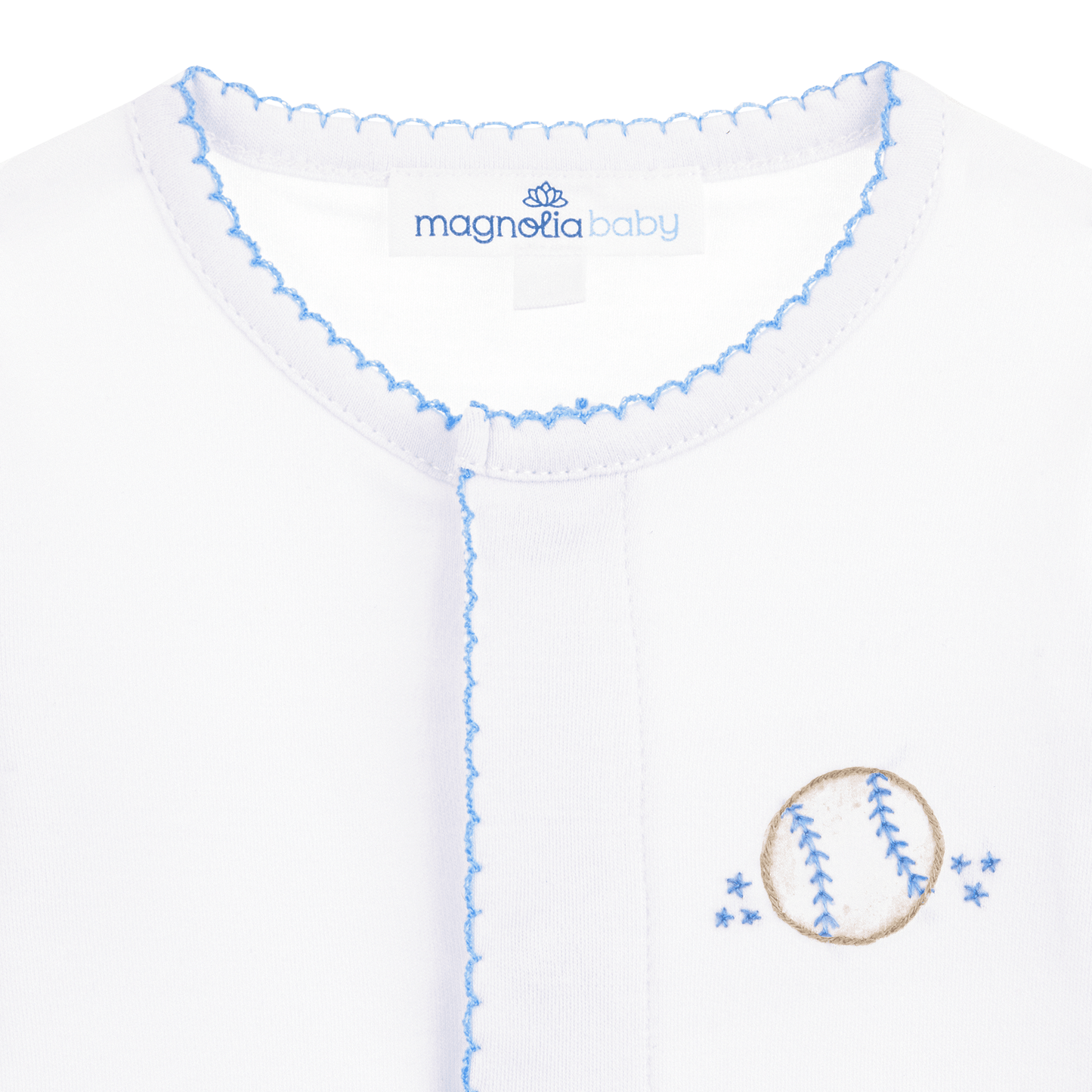 Precious Lil' Sluggers Embroidered Footie - Light Blue - Magnolia BabyFootie