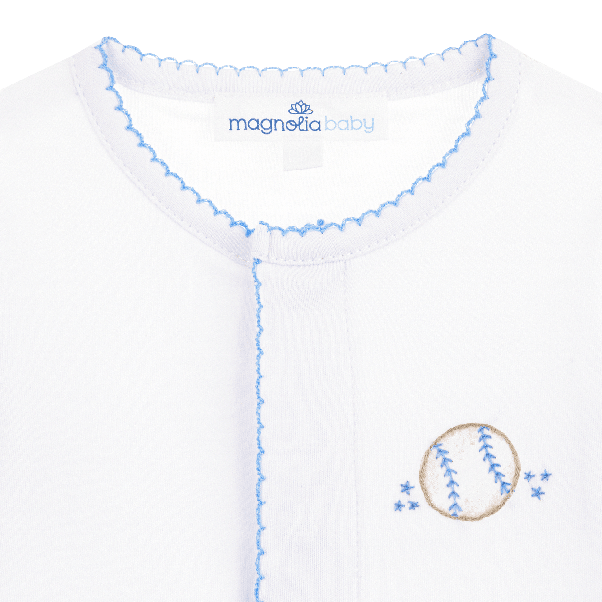 Precious Lil' Sluggers Embroidered Footie - Light Blue - Magnolia BabyFootie