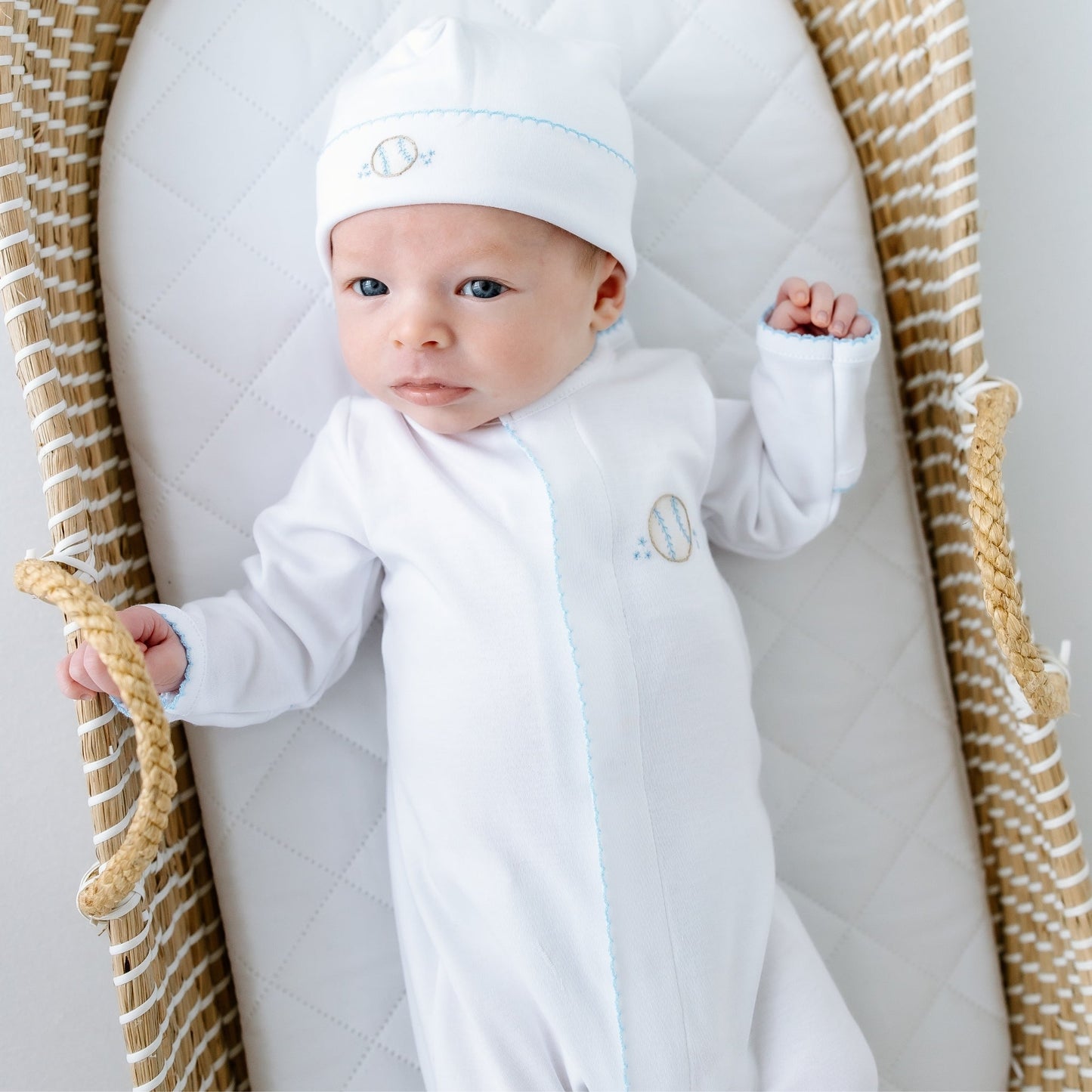 Precious Lil' Sluggers Embroidered Footie - Light Blue - Magnolia BabyFootie