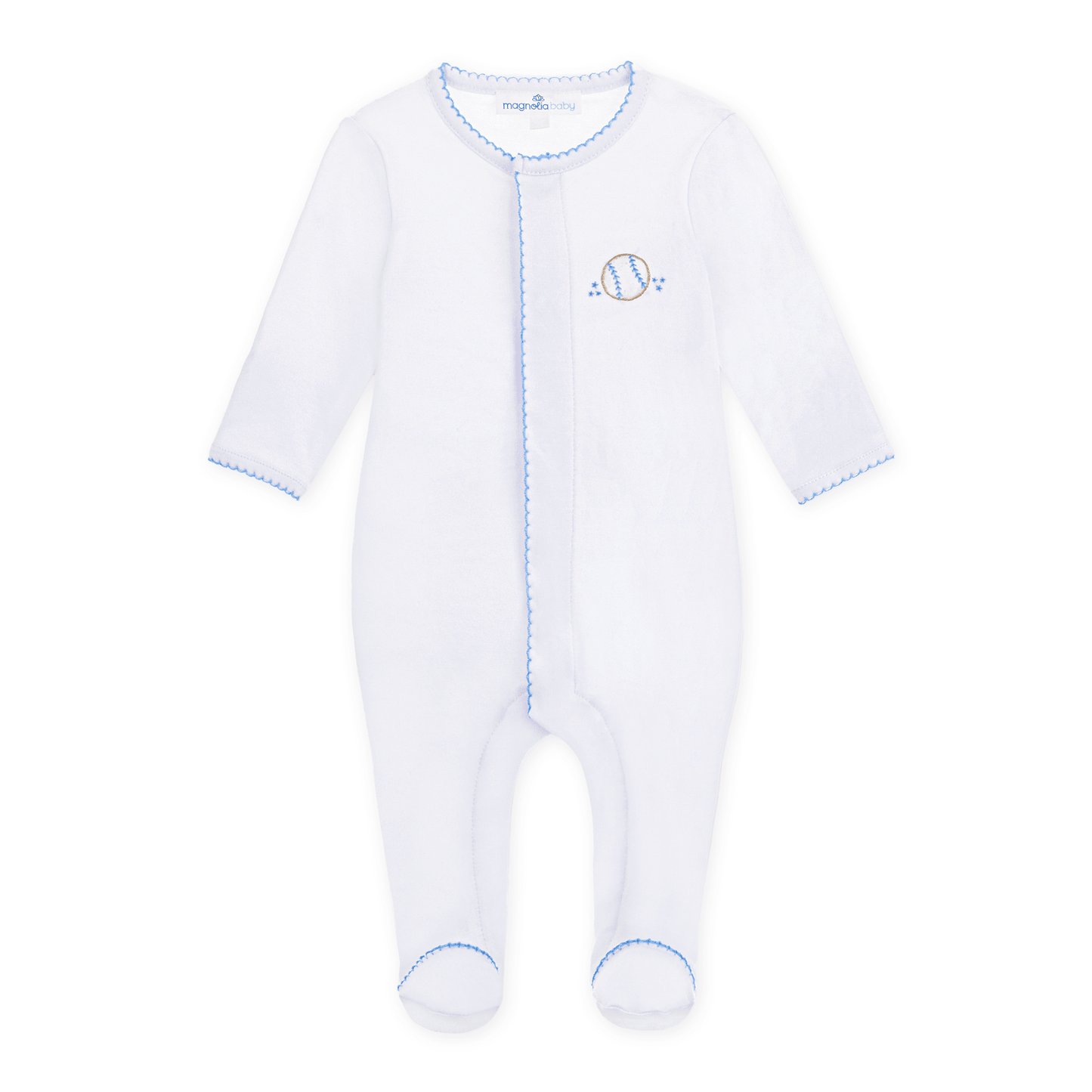 Precious Lil' Sluggers Embroidered Footie - Light Blue - Magnolia BabyFootie