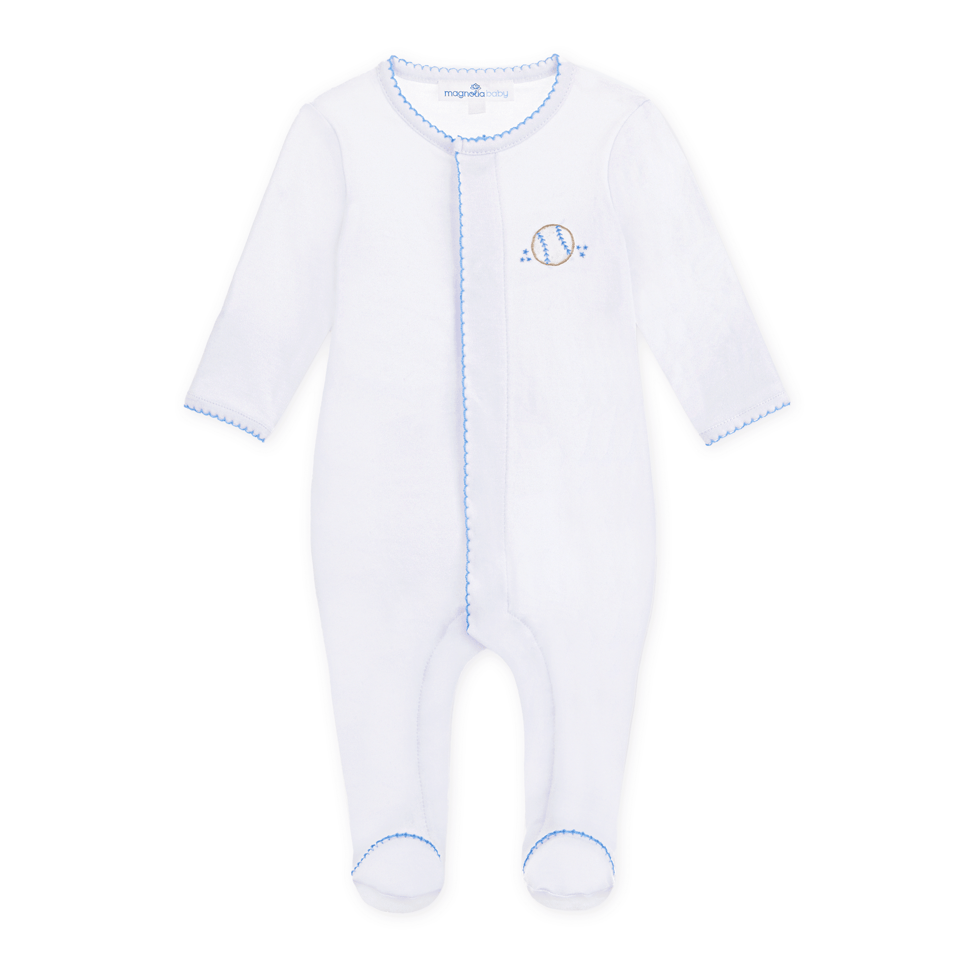 Precious Lil' Sluggers Embroidered Footie - Light Blue - Magnolia BabyFootie