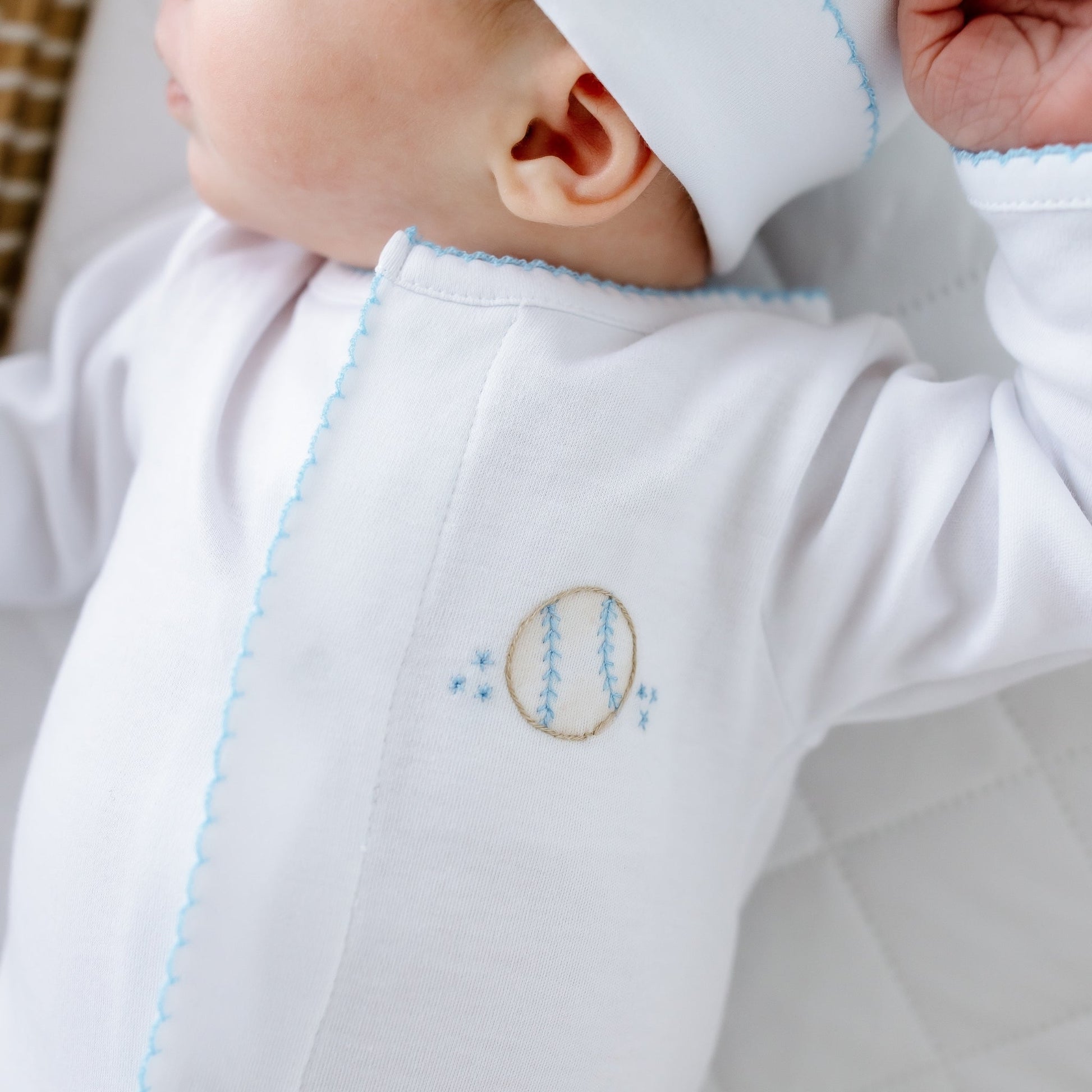 Precious Lil' Sluggers Embroidered Footie - Light Blue - Magnolia BabyFootie