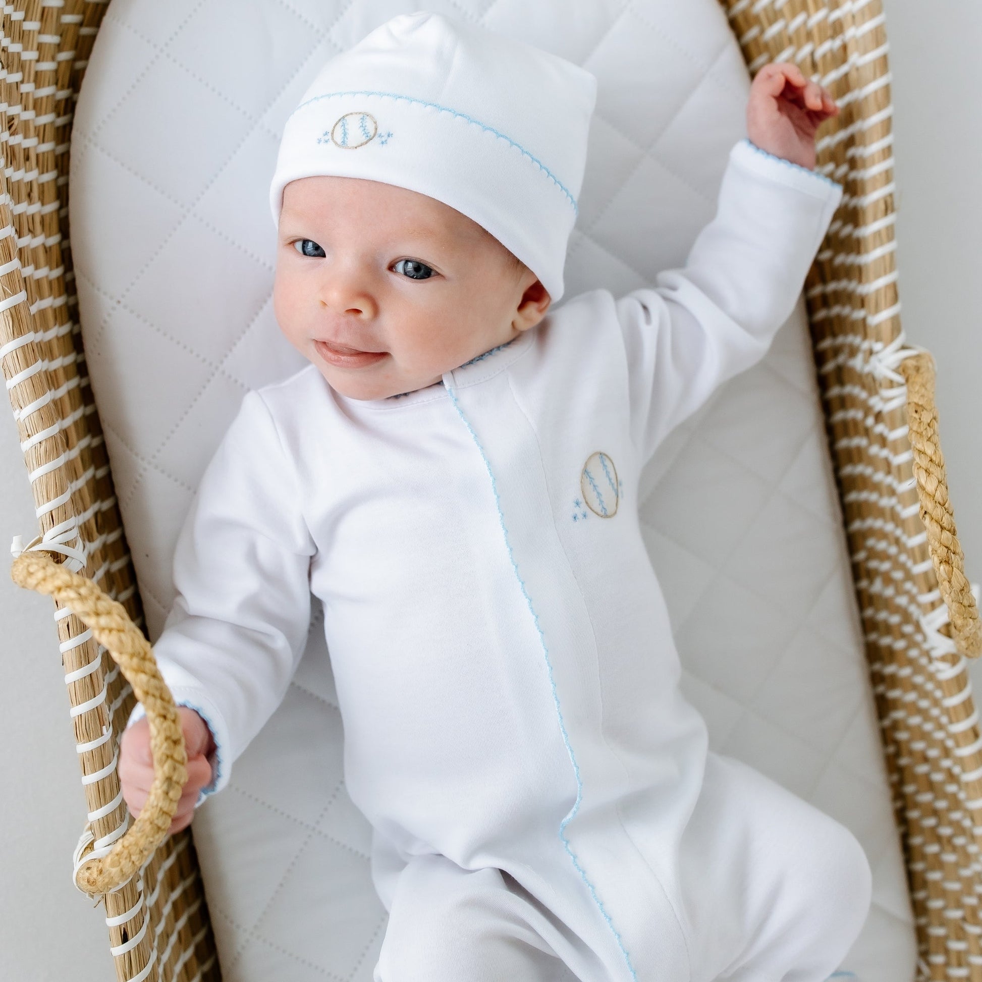 Precious Lil' Sluggers Embroidered Footie - Light Blue - Magnolia BabyFootie