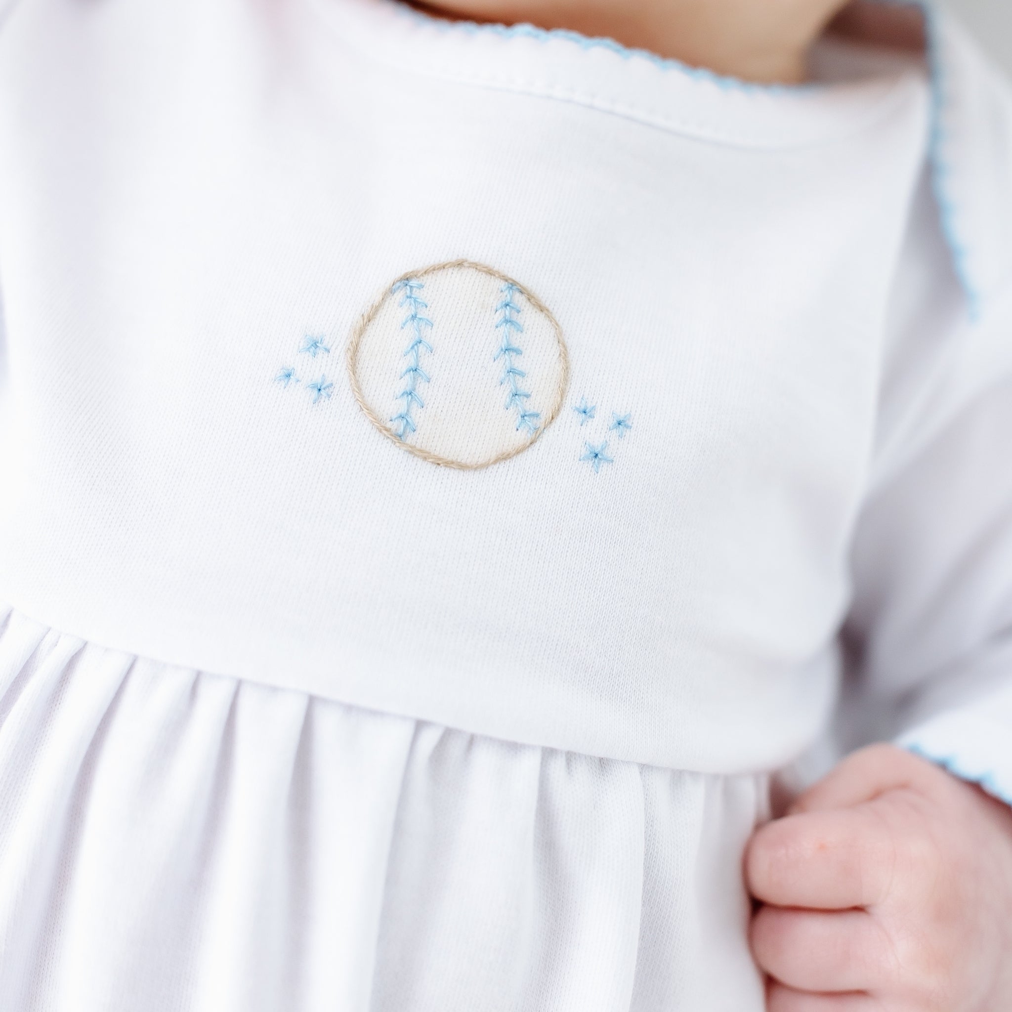 Precious Lil' Sluggers Gathered Gown - Light Blue - Magnolia BabyGown