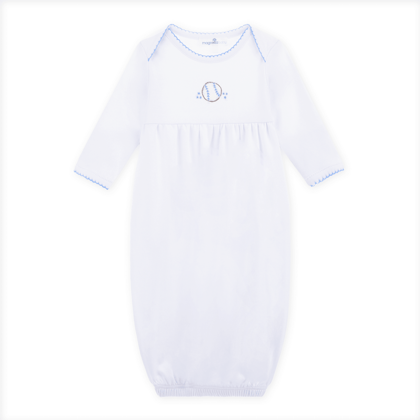 Precious Lil' Sluggers Gathered Gown - Light Blue - Magnolia BabyGown