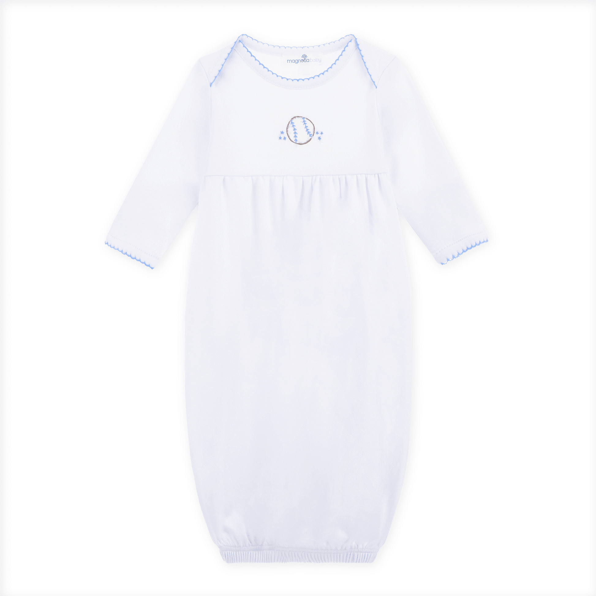 Precious Lil' Sluggers Gathered Gown - Light Blue - Magnolia BabyGown