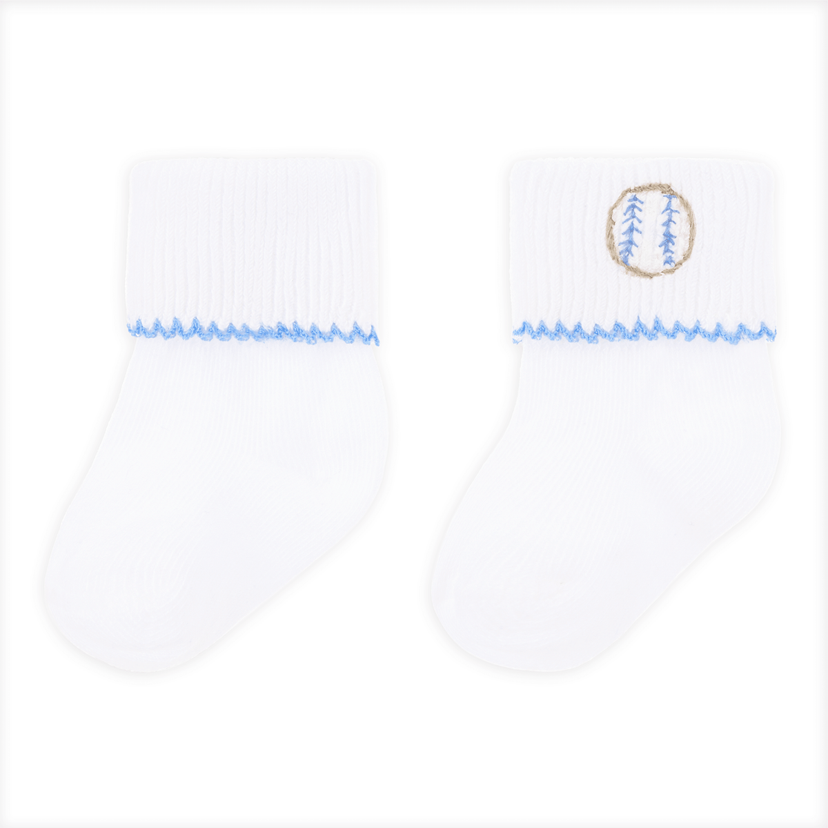 Magnolia Baby_Precious Lil' Sluggers Hand-Embroidered Socks - Light Blue_3