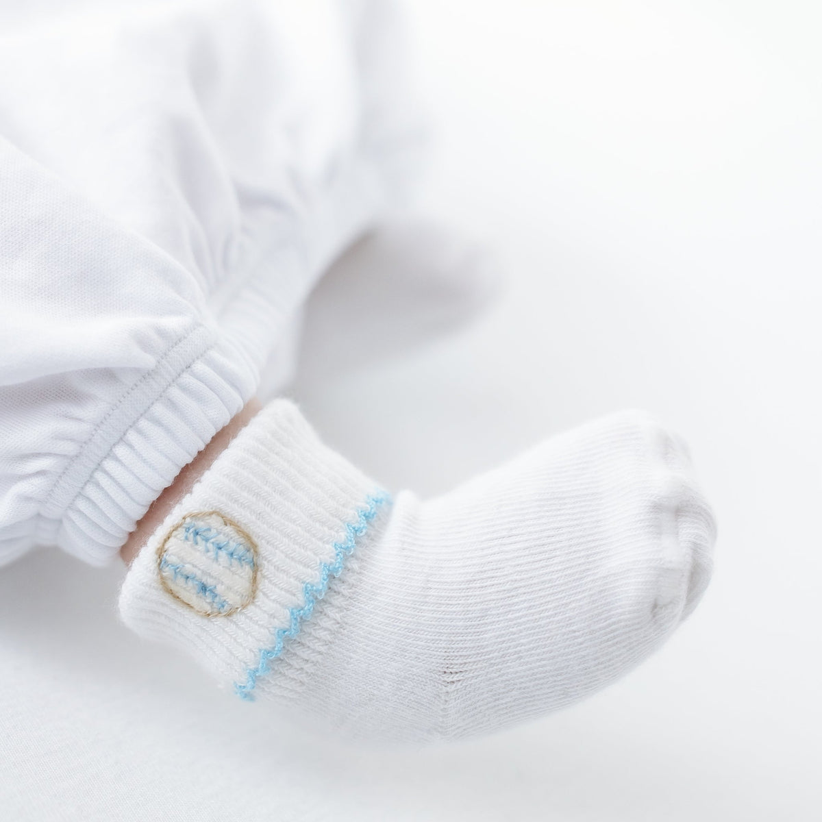 Magnolia Baby_Precious Lil' Sluggers Hand-Embroidered Socks - Light Blue_1