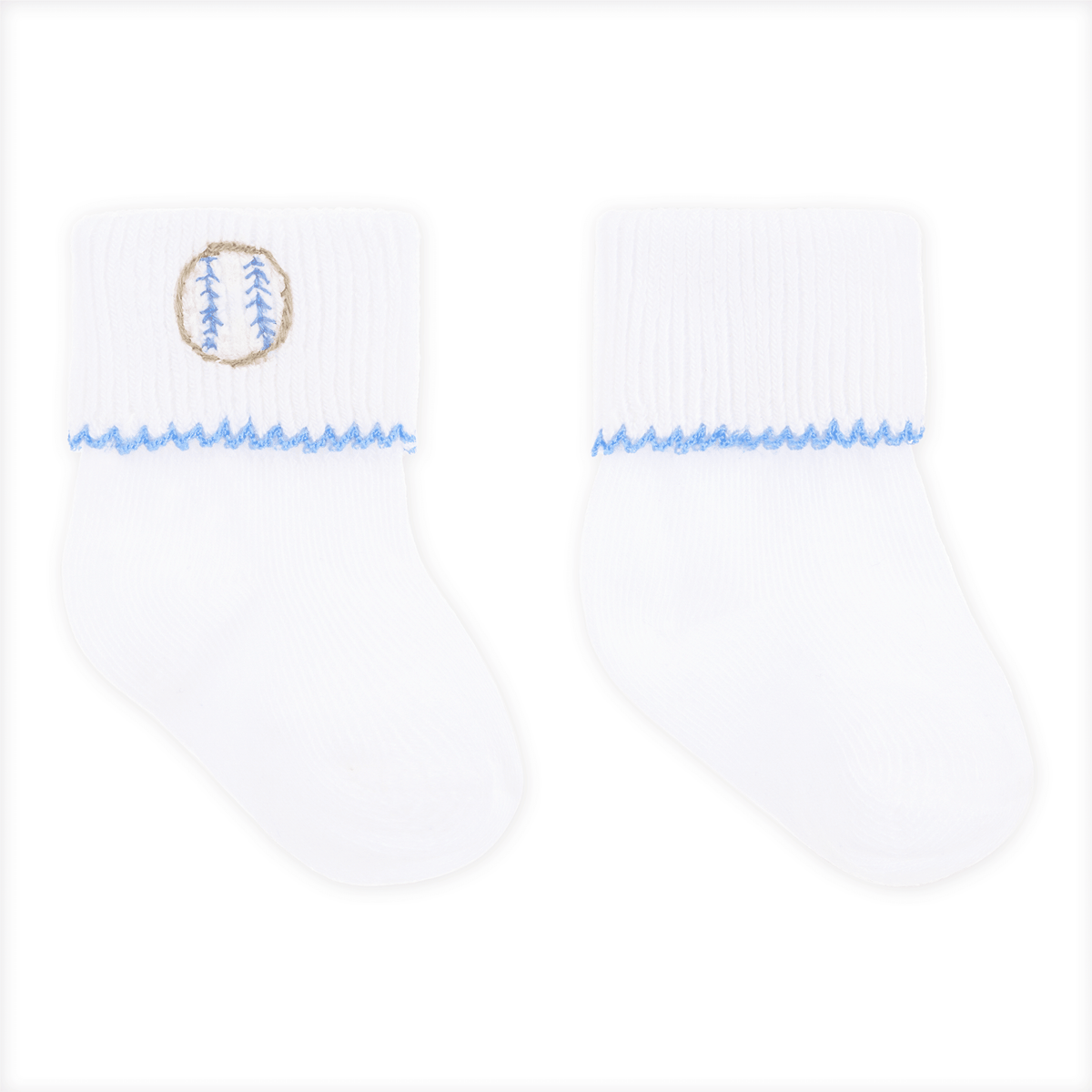 Magnolia Baby_Precious Lil' Sluggers Hand-Embroidered Socks - Light Blue_2