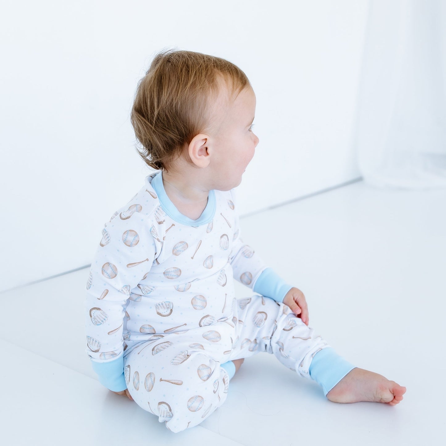 Precious Lil' Sluggers Long Pajamas - Light Blue - Magnolia BabyLong Pajamas