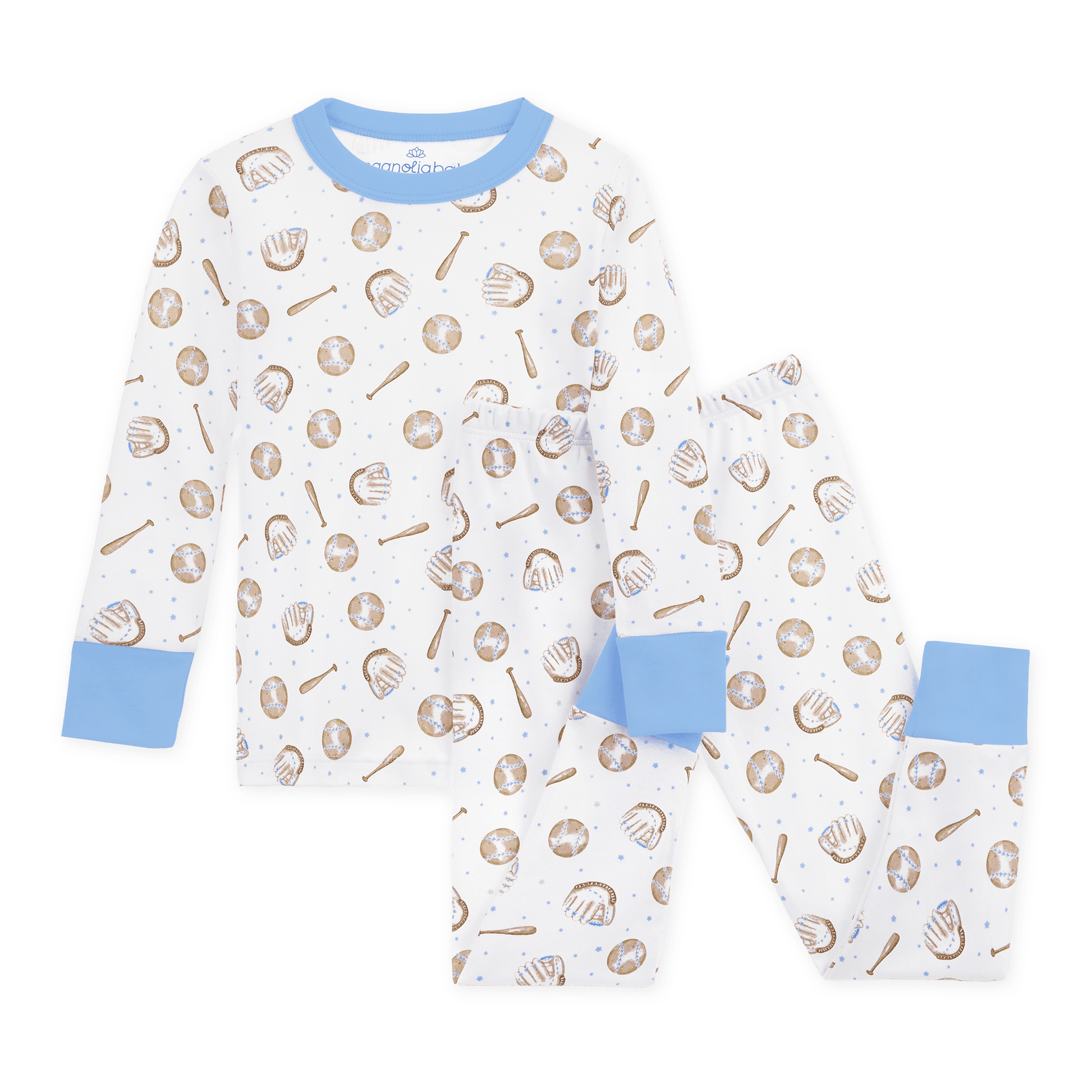 Precious Lil' Sluggers Long Pajamas - Light Blue - Magnolia BabyLong Pajamas
