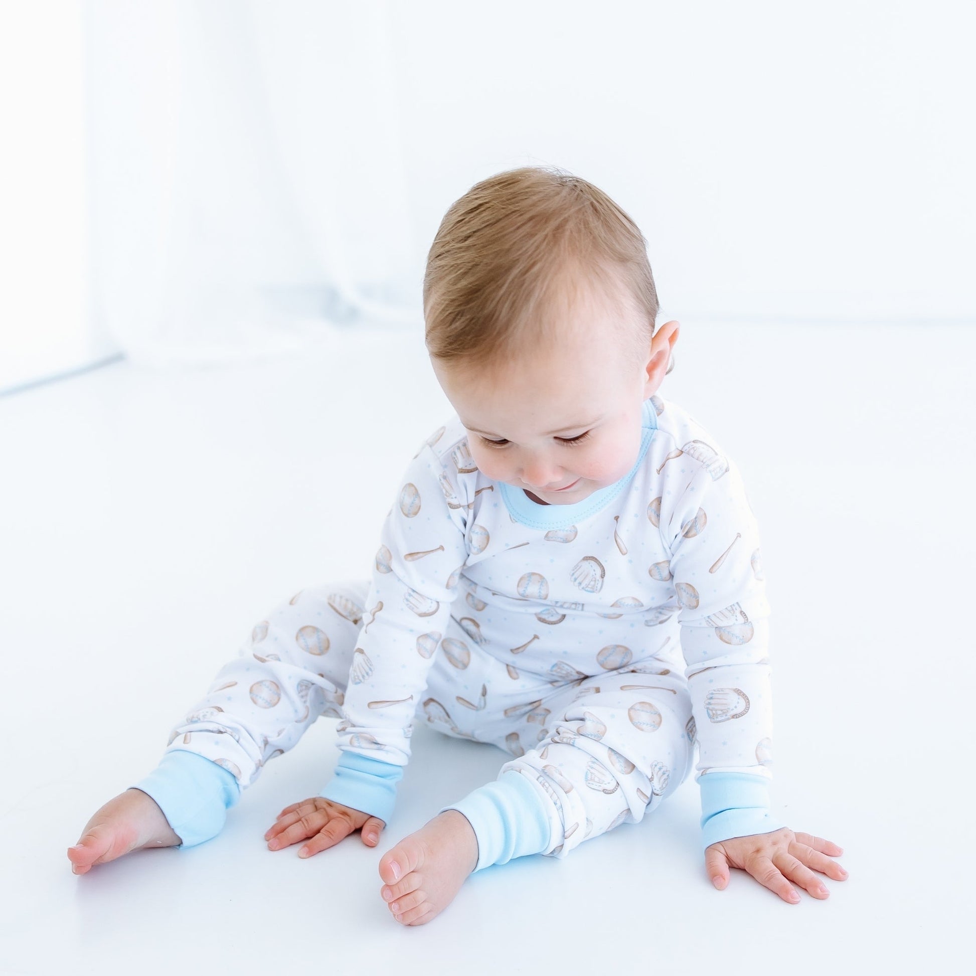 Precious Lil' Sluggers Long Pajamas - Light Blue - Magnolia BabyLong Pajamas