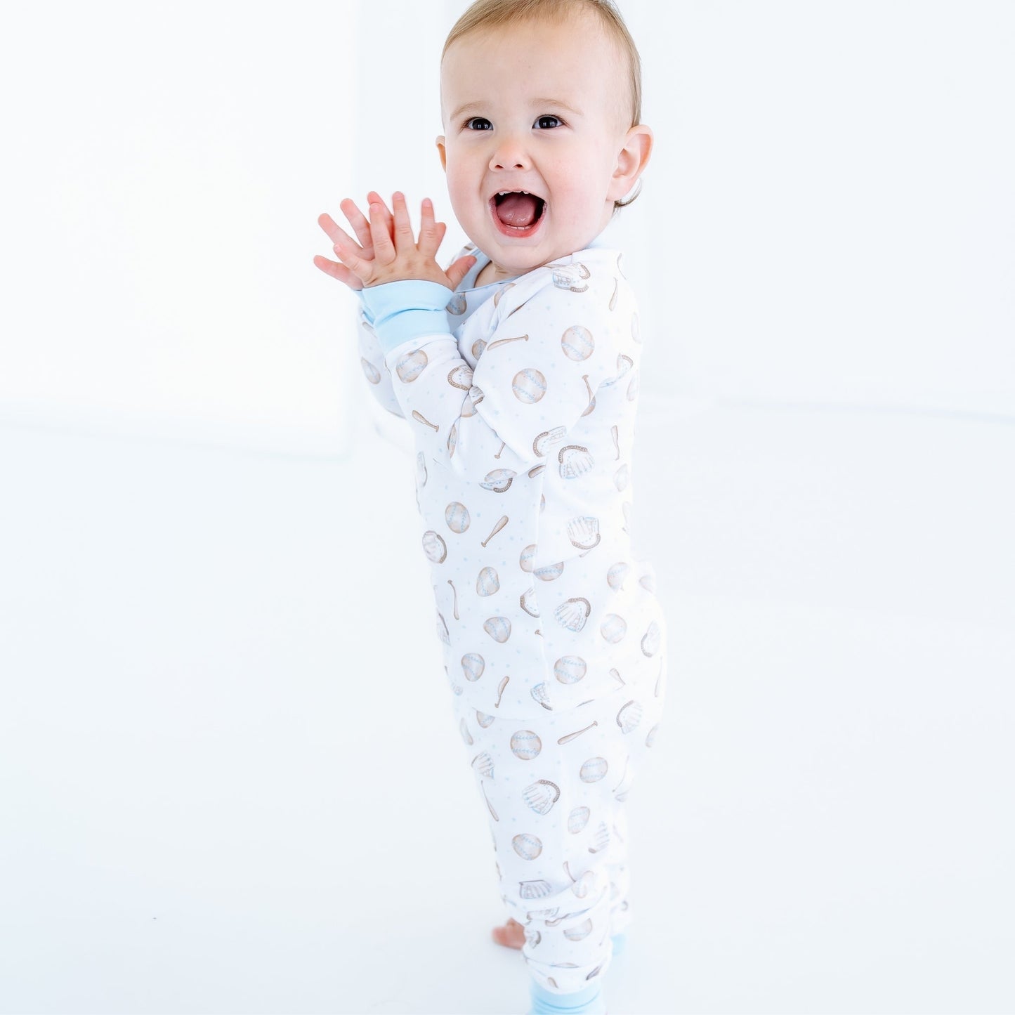 Precious Lil' Sluggers Long Pajamas - Light Blue - Magnolia BabyLong Pajamas