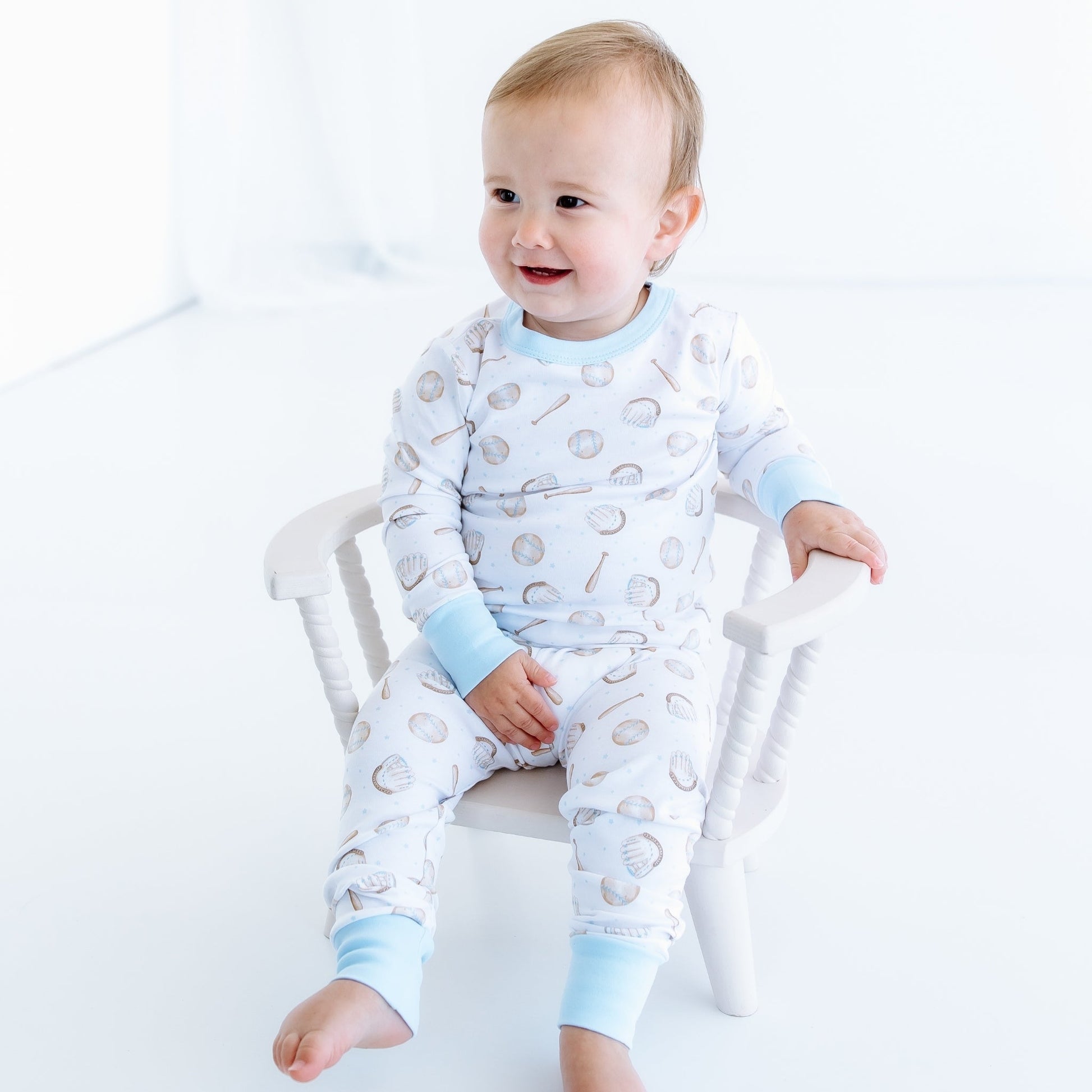 Precious Lil' Sluggers Long Pajamas - Light Blue - Magnolia BabyLong Pajamas