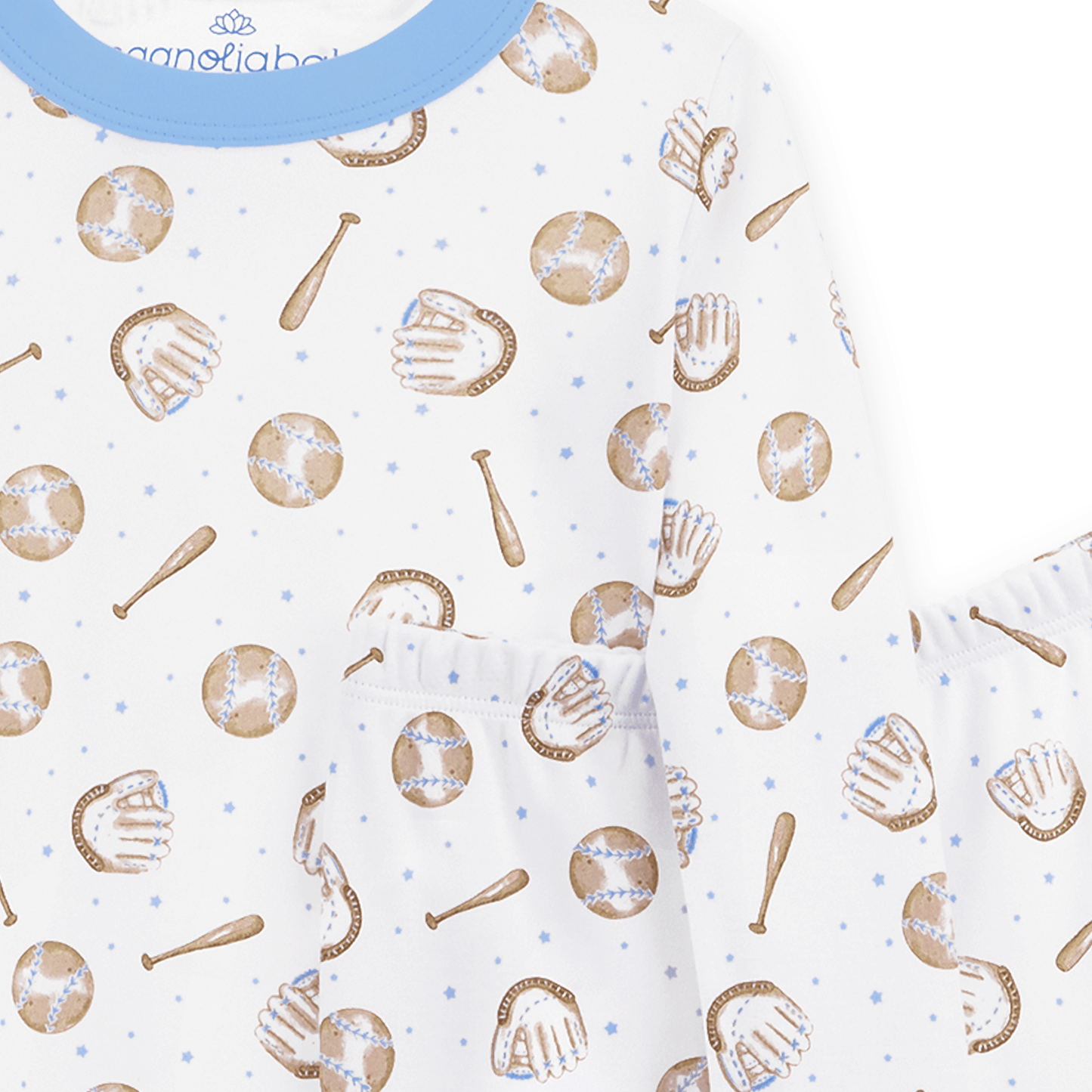 Precious Lil' Sluggers Long Pajamas - Light Blue - Magnolia BabyLong Pajamas