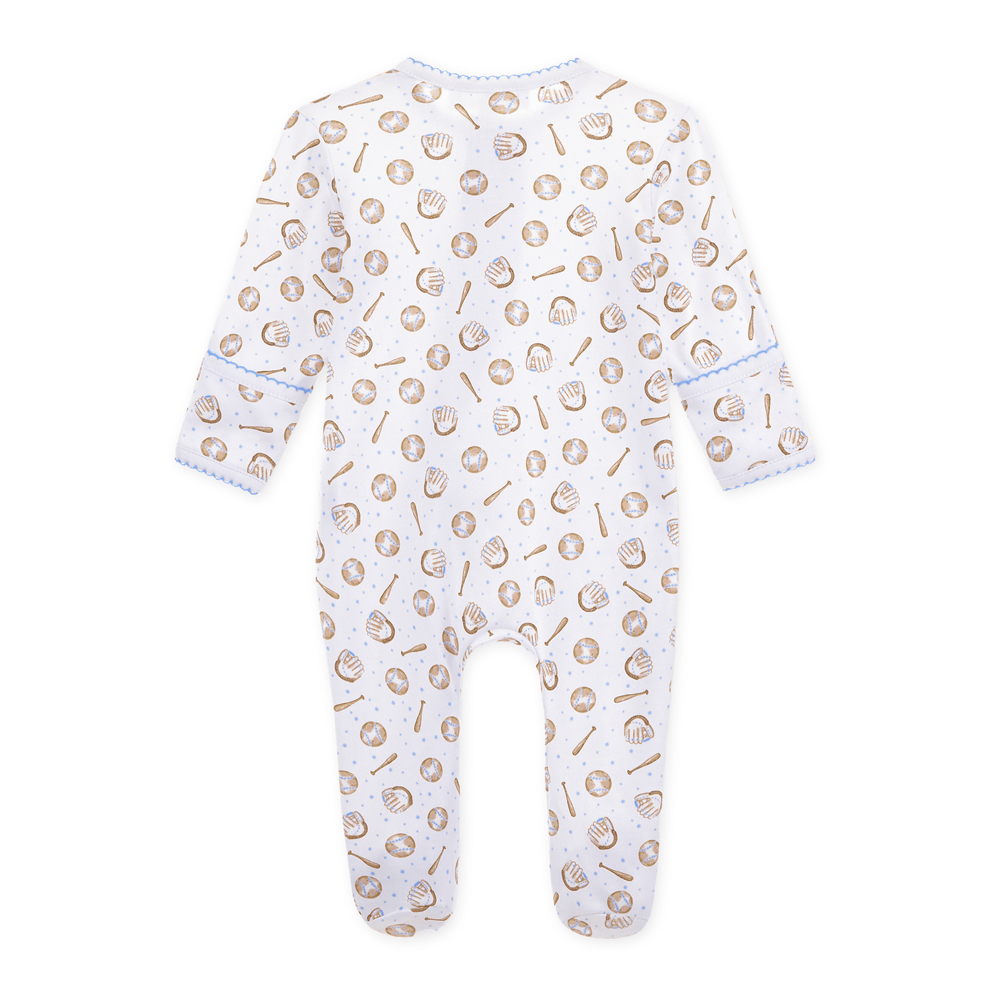 Precious Lil' Sluggers Print Zip Footie - Light Blue - Magnolia BabyFootie