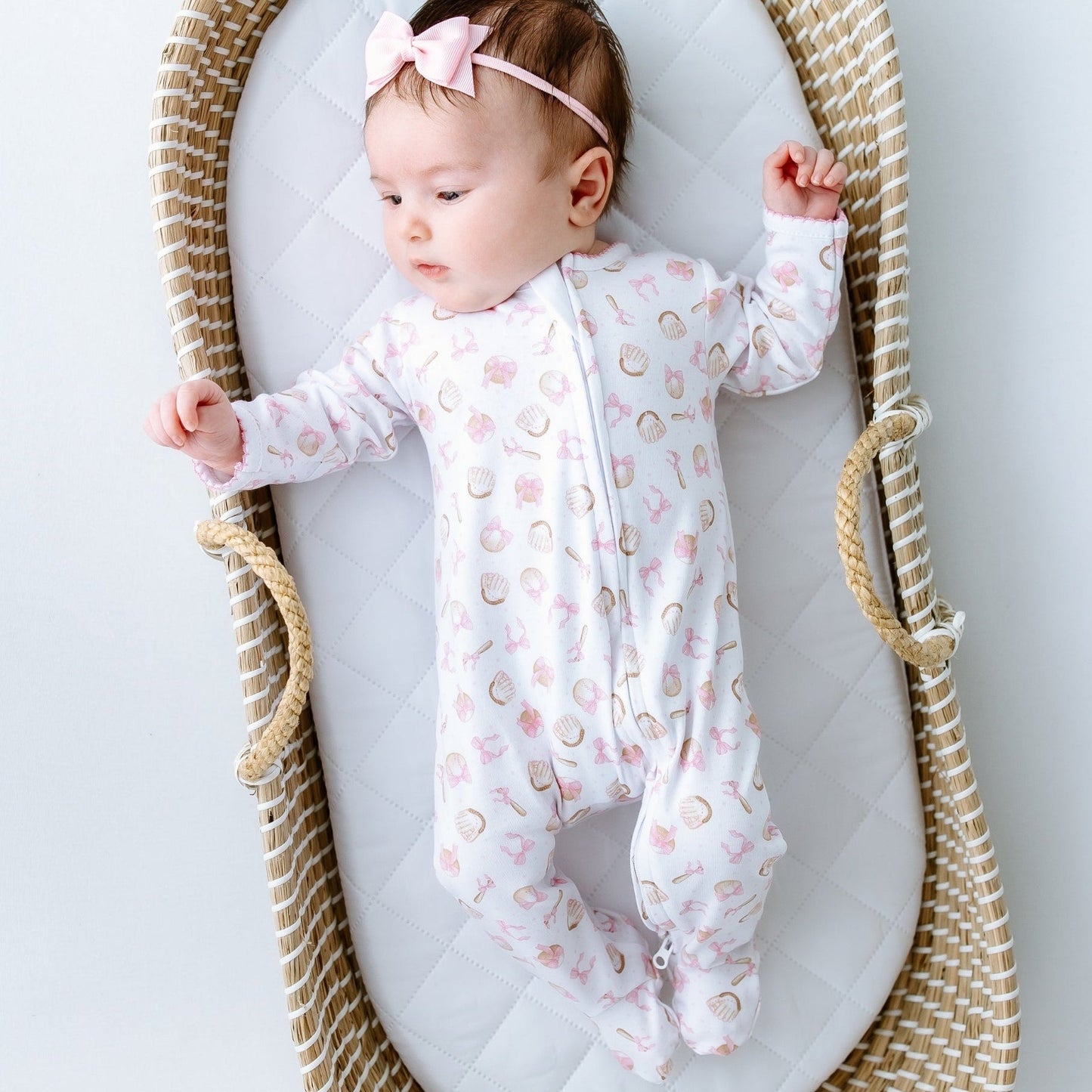 Precious Lil' Sluggers Print Zip Footie - Pink - Magnolia BabyFootie