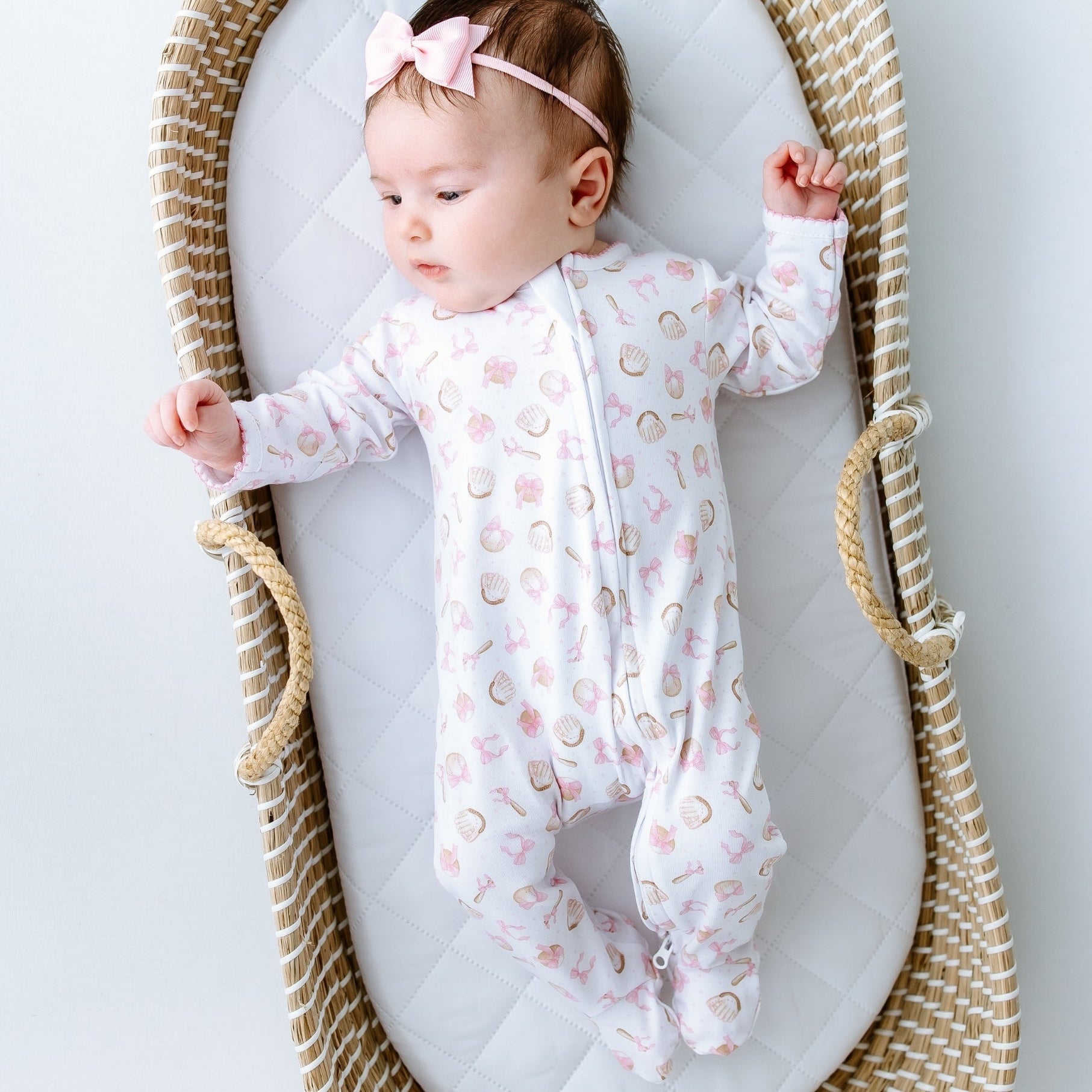 Precious Lil' Sluggers Print Zip Footie - Pink - Magnolia BabyFootie