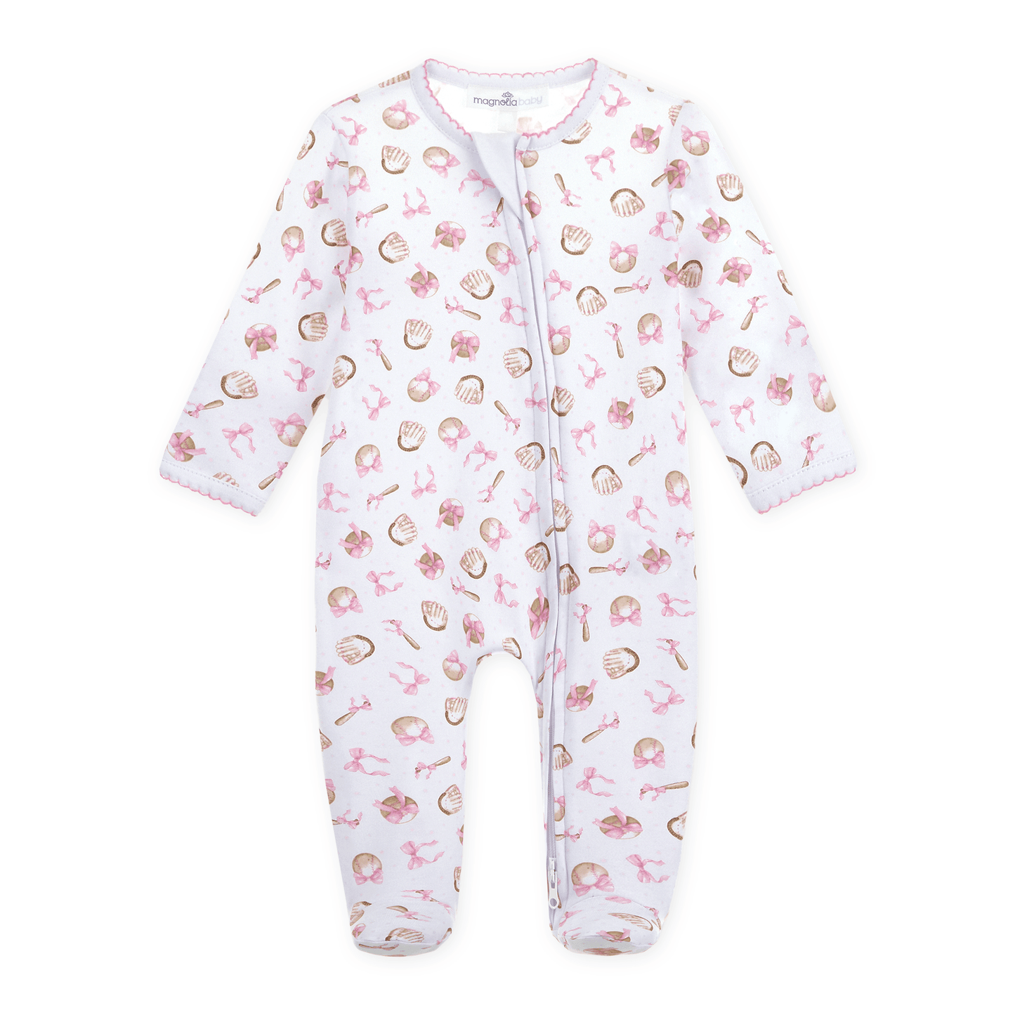 Precious Lil' Sluggers Print Zip Footie - Pink - Magnolia BabyFootie