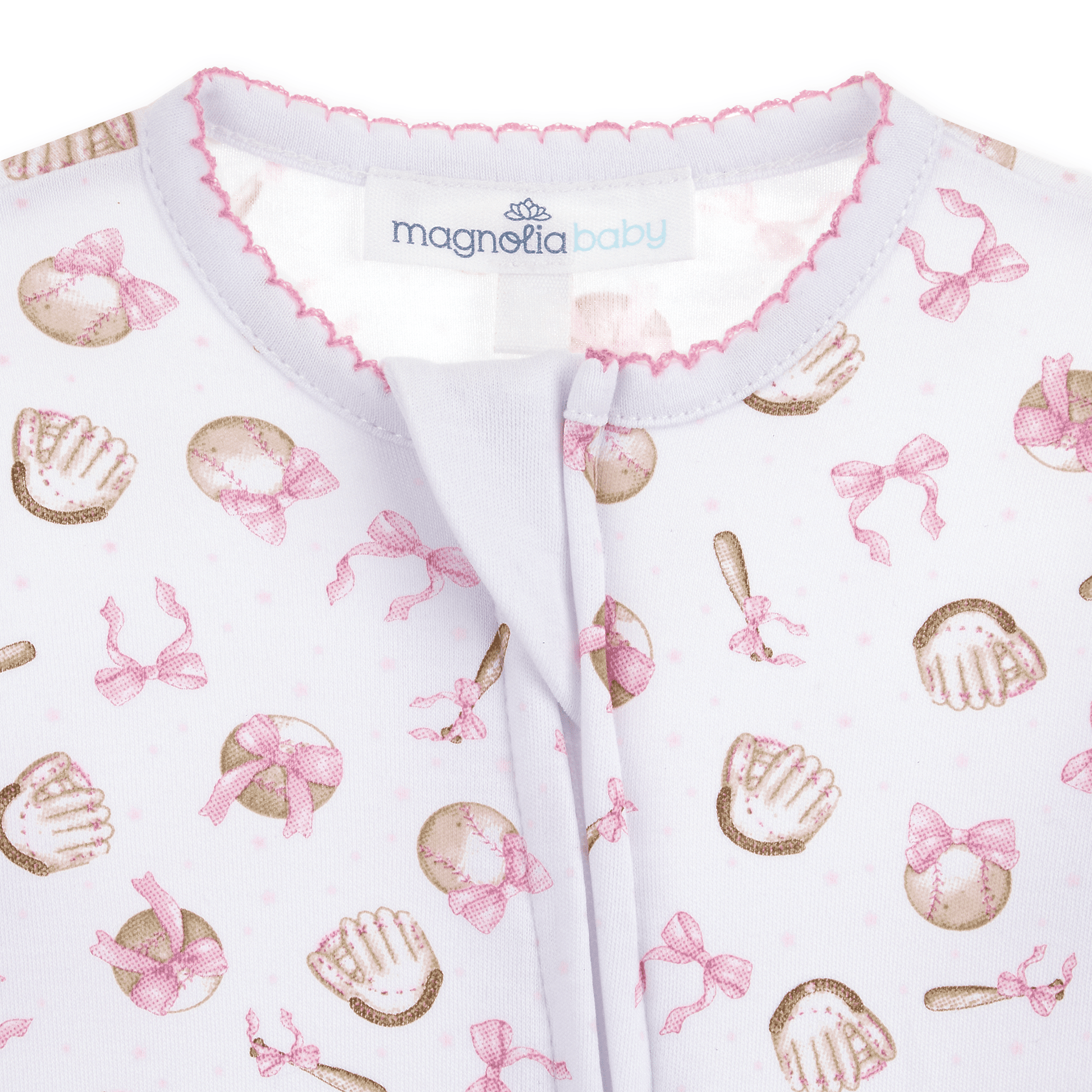 Precious Lil' Sluggers Print Zip Footie - Pink - Magnolia BabyFootie