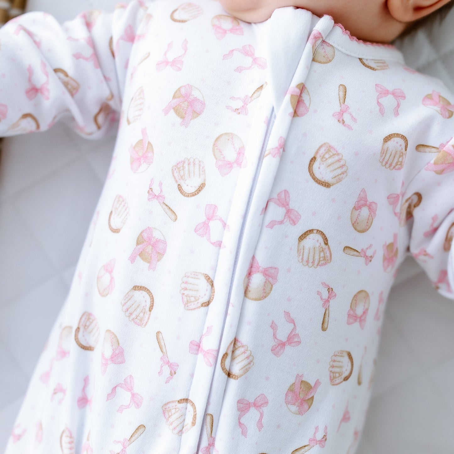 Precious Lil' Sluggers Print Zip Footie - Pink - Magnolia BabyFootie