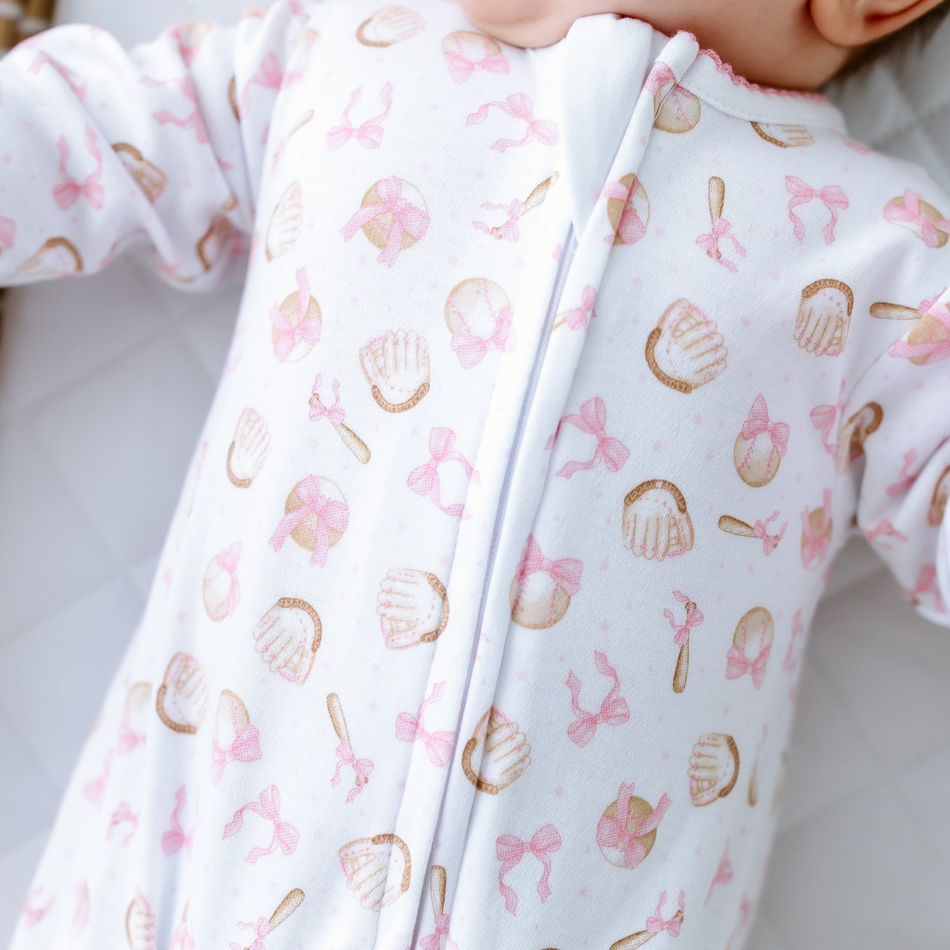 Precious Lil' Sluggers Print Zip Footie - Pink - Magnolia BabyFootie