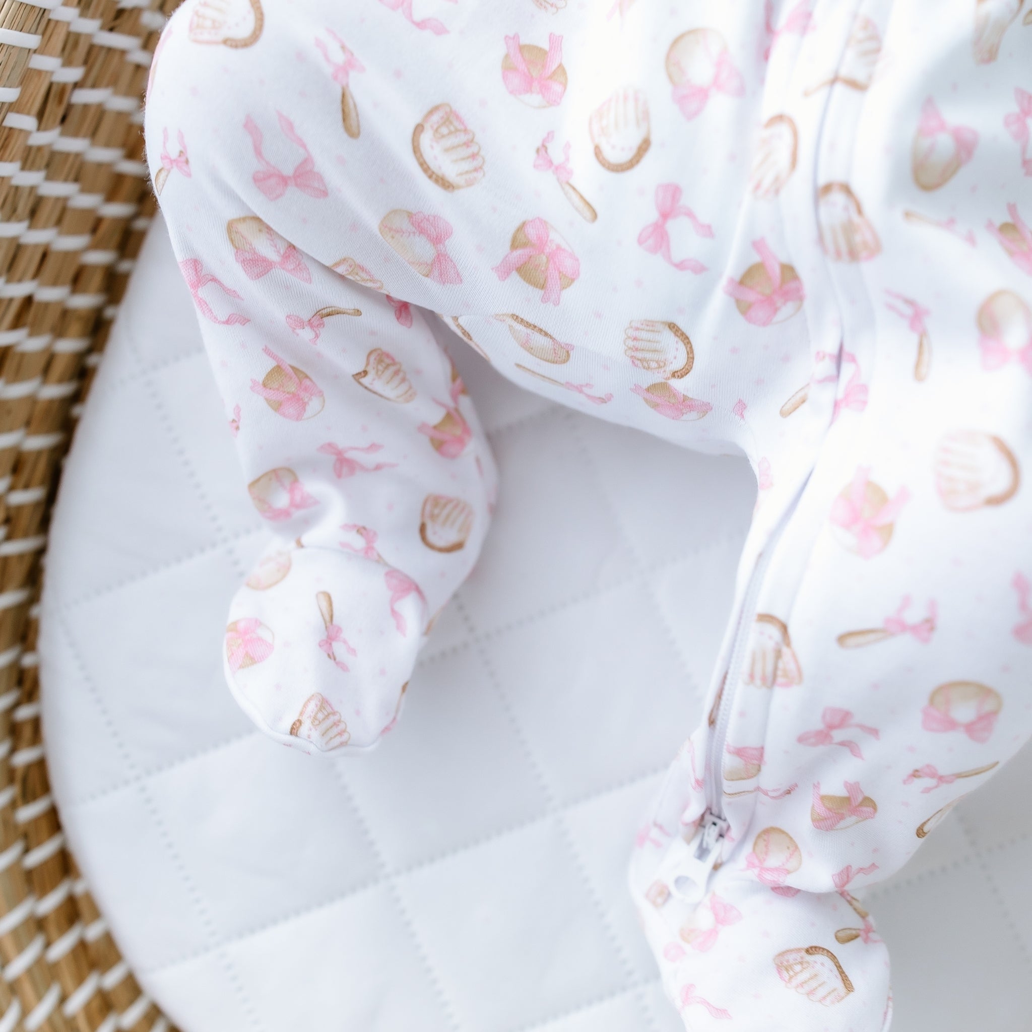 Precious Lil' Sluggers Print Zip Footie - Pink - Magnolia BabyFootie