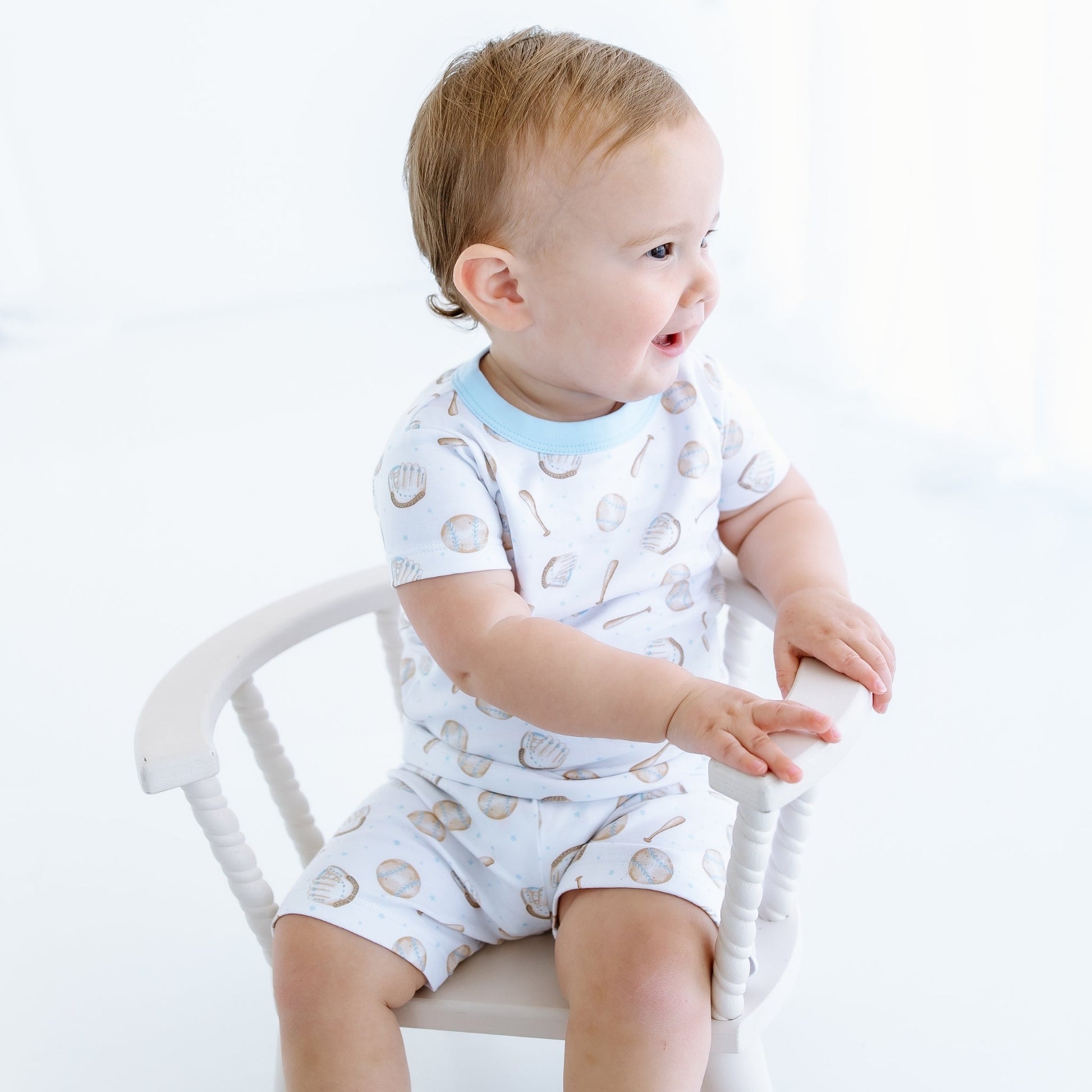 Precious Lil' Sluggers Short Pajamas - Light Blue - Magnolia BabyShort Pajamas