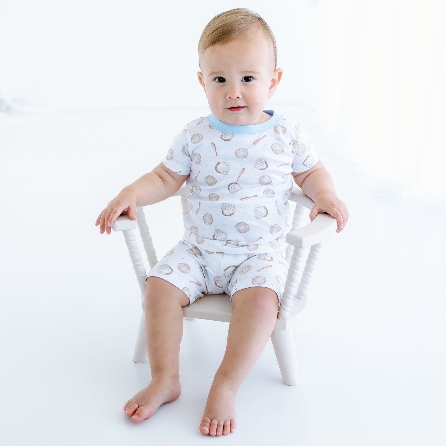 Precious Lil' Sluggers Short Pajamas - Light Blue - Magnolia BabyShort Pajamas
