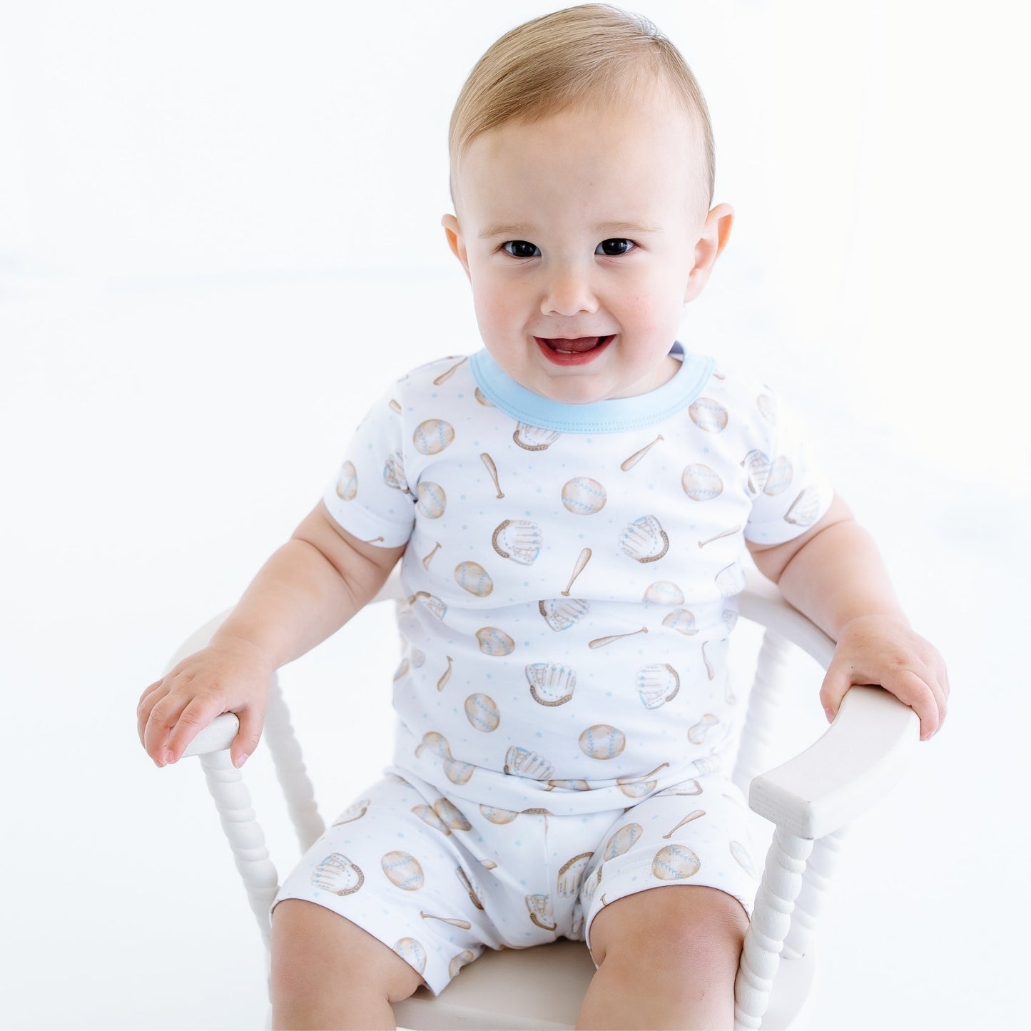 Precious Lil' Sluggers Short Pajamas - Light Blue - Magnolia BabyShort Pajamas