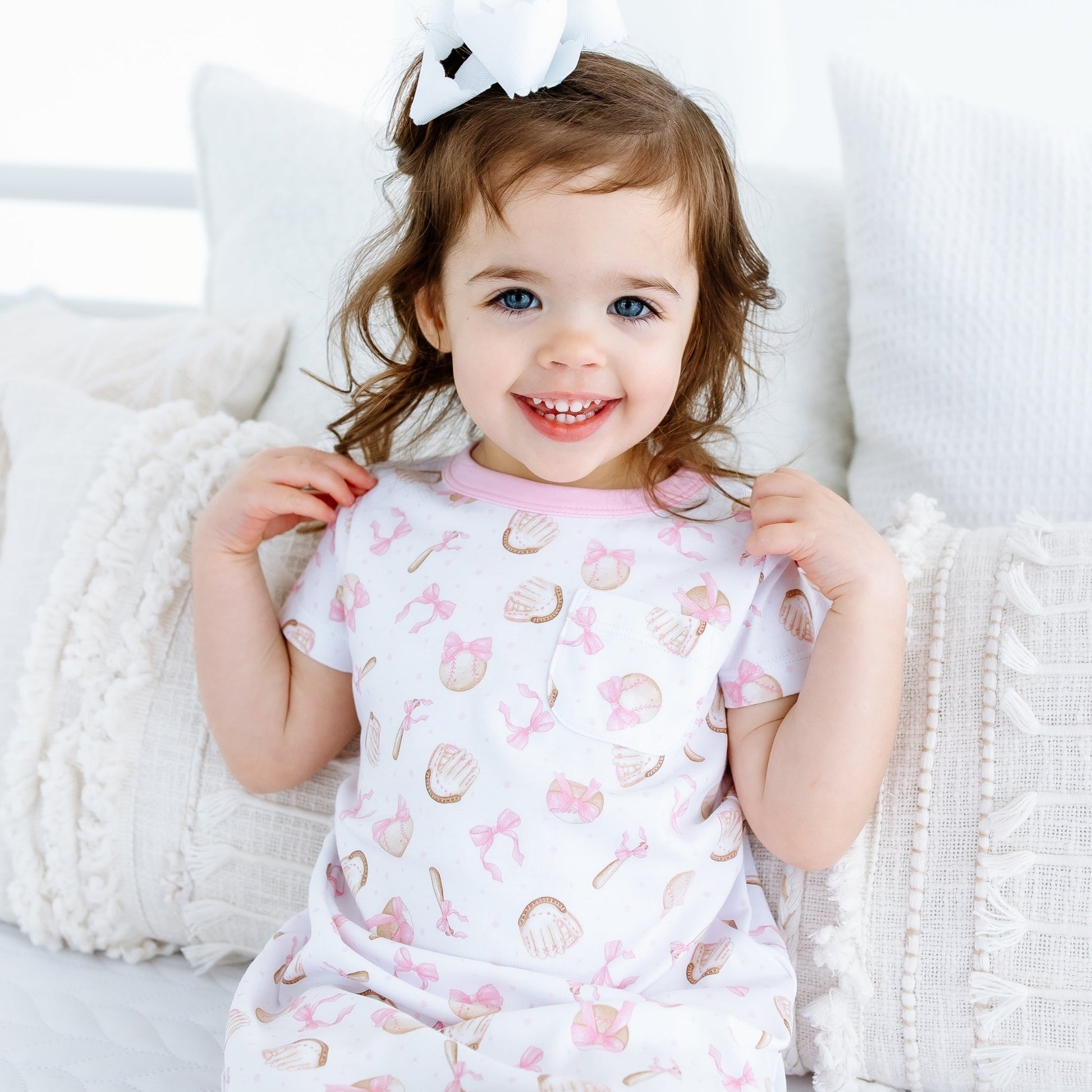 Precious Lil' Sluggers Short Sleeve Nightdress - Pink - Magnolia BabyNightdress