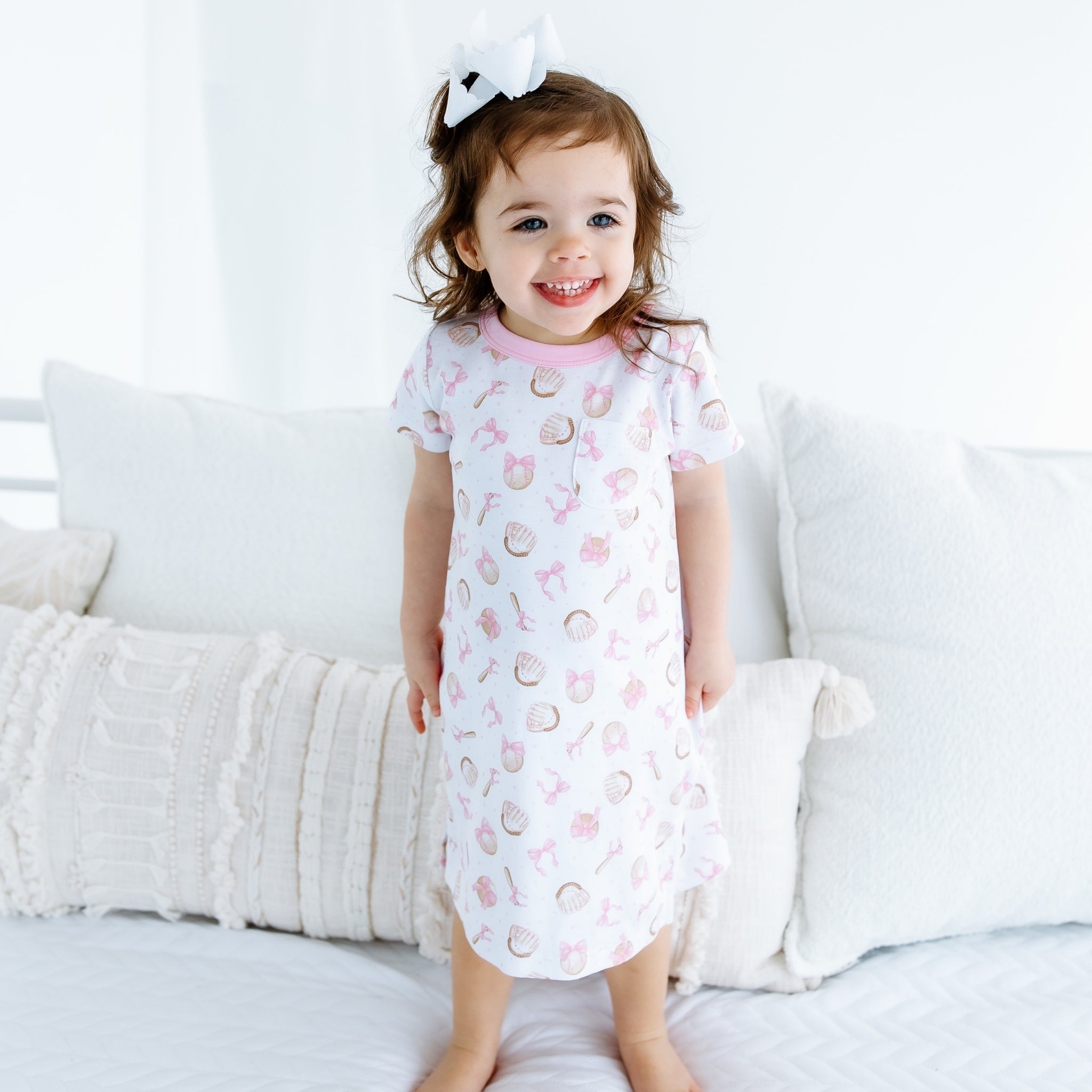 Precious Lil' Sluggers Short Sleeve Nightdress - Pink - Magnolia BabyNightdress