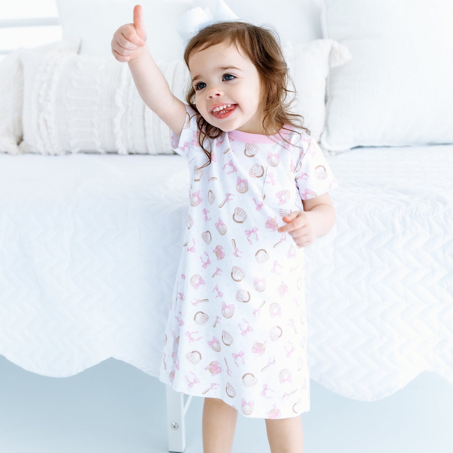 Precious Lil' Sluggers Short Sleeve Nightdress - Pink - Magnolia BabyNightdress