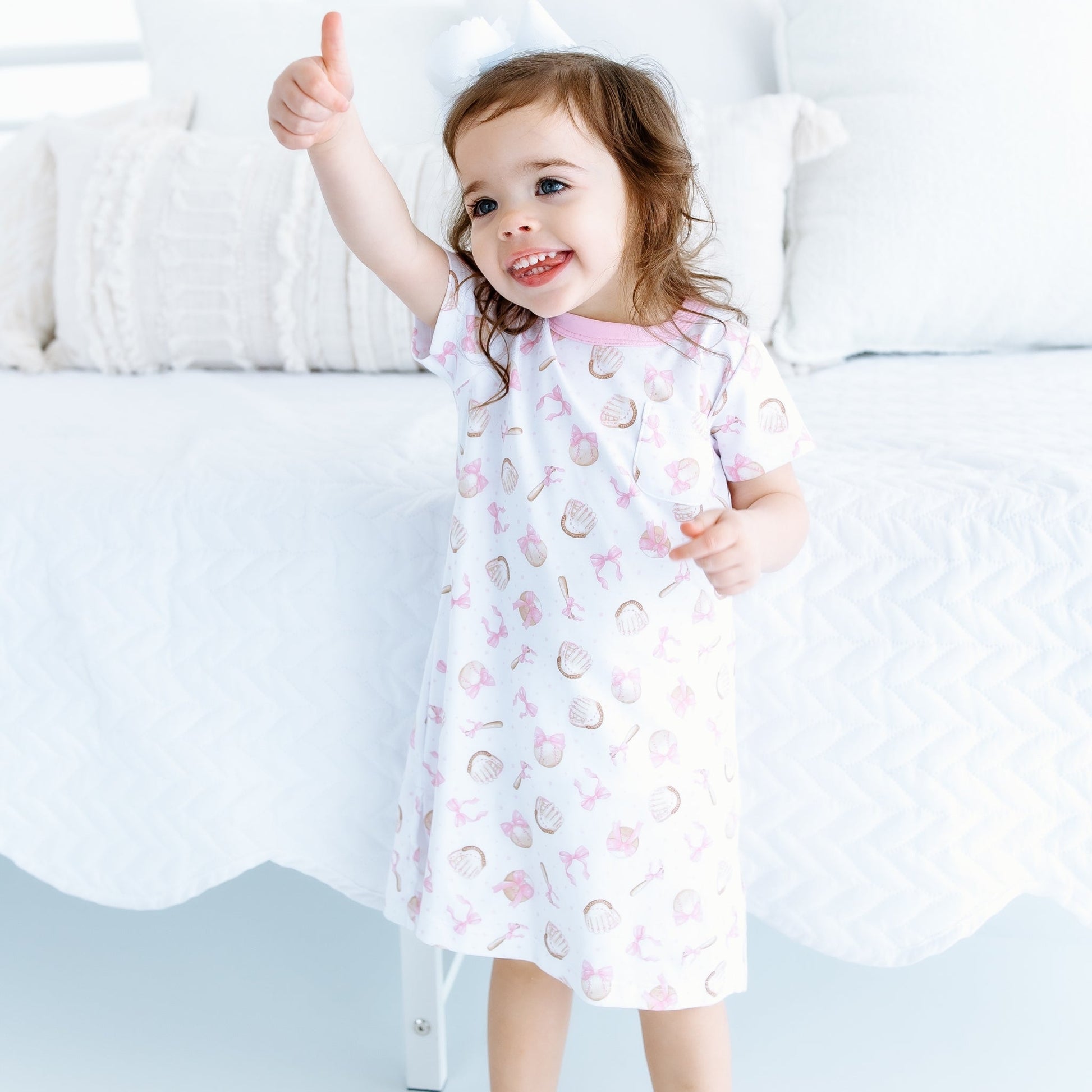 Precious Lil' Sluggers Short Sleeve Nightdress - Pink - Magnolia BabyNightdress
