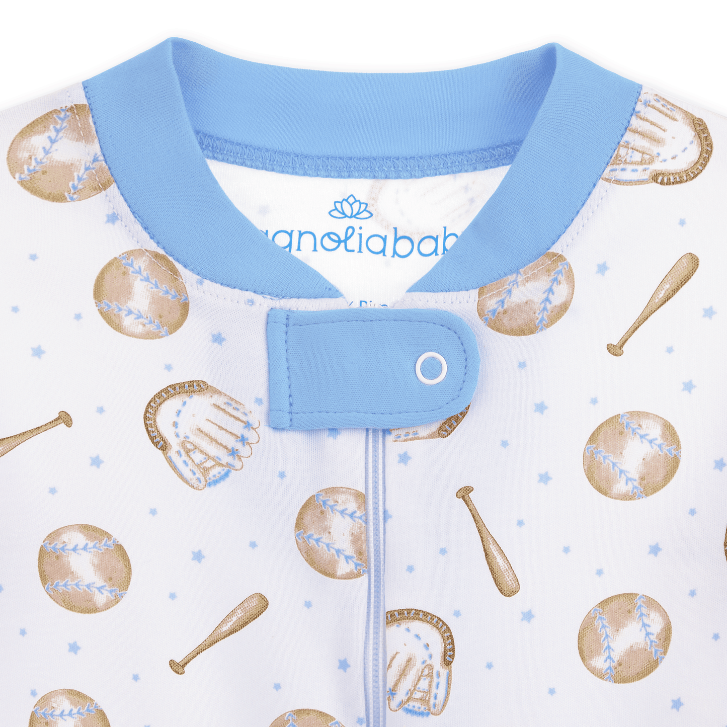 Precious Lil' Sluggers Zip Pajamas - Light Blue - Magnolia BabyZipper Pajamas