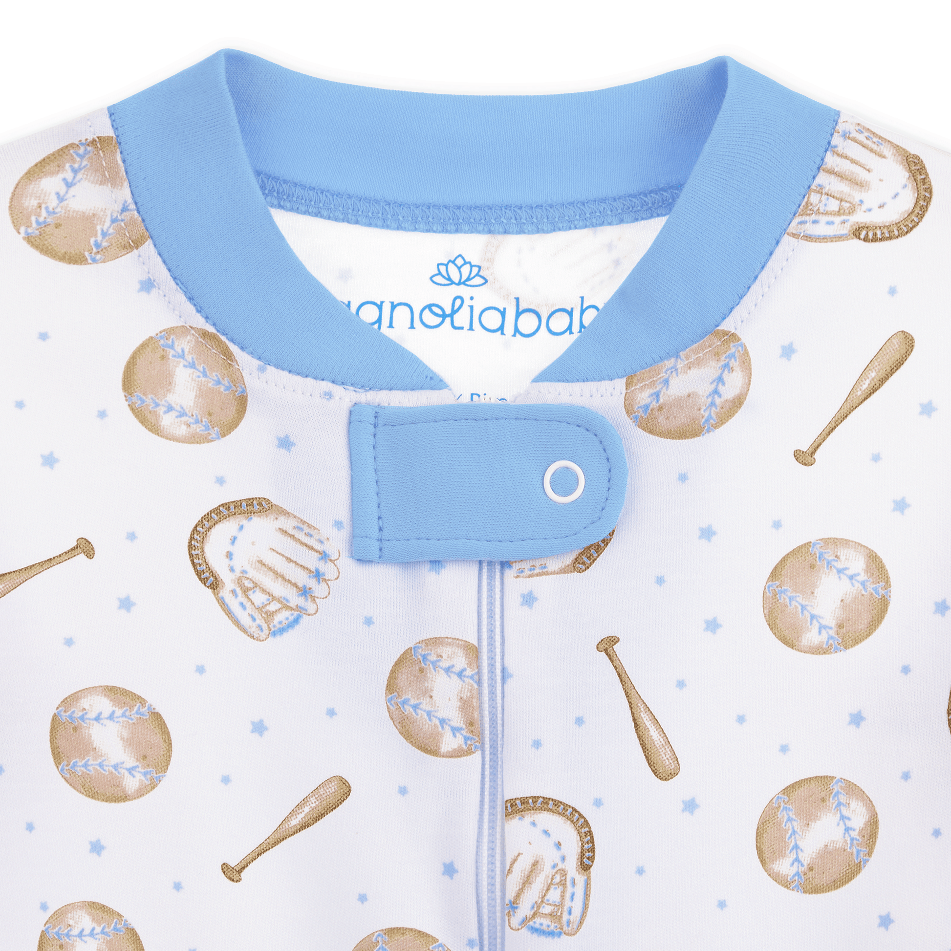 Precious Lil' Sluggers Zip Pajamas - Light Blue - Magnolia BabyZipper Pajamas