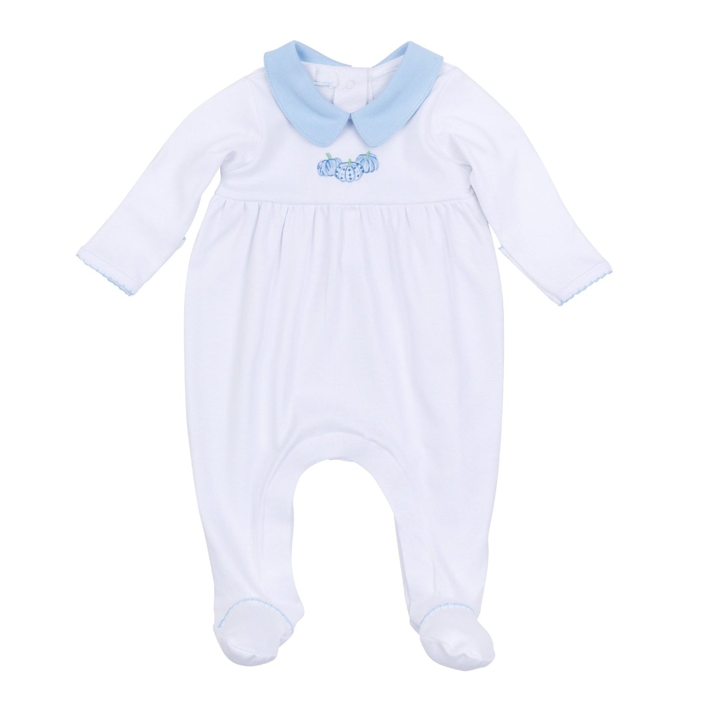 Precious Pumpkins Collared Footie - Light Blue - Magnolia BabyFootie