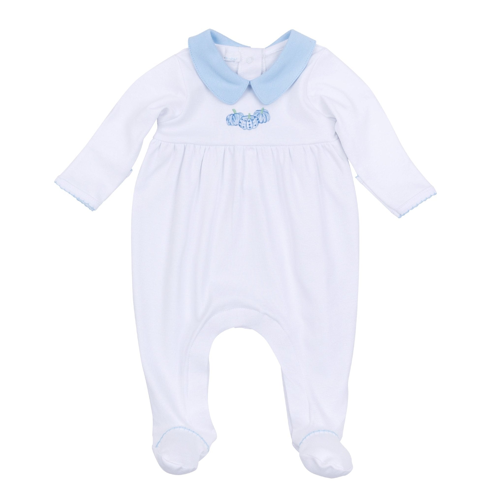 Precious Pumpkins Collared Footie - Light Blue - Magnolia BabyFootie