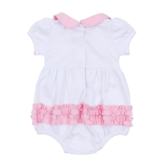 Precious Pumpkins Collared Ruffle Short Sleeve Bubble - Pink - Magnolia BabyBubble