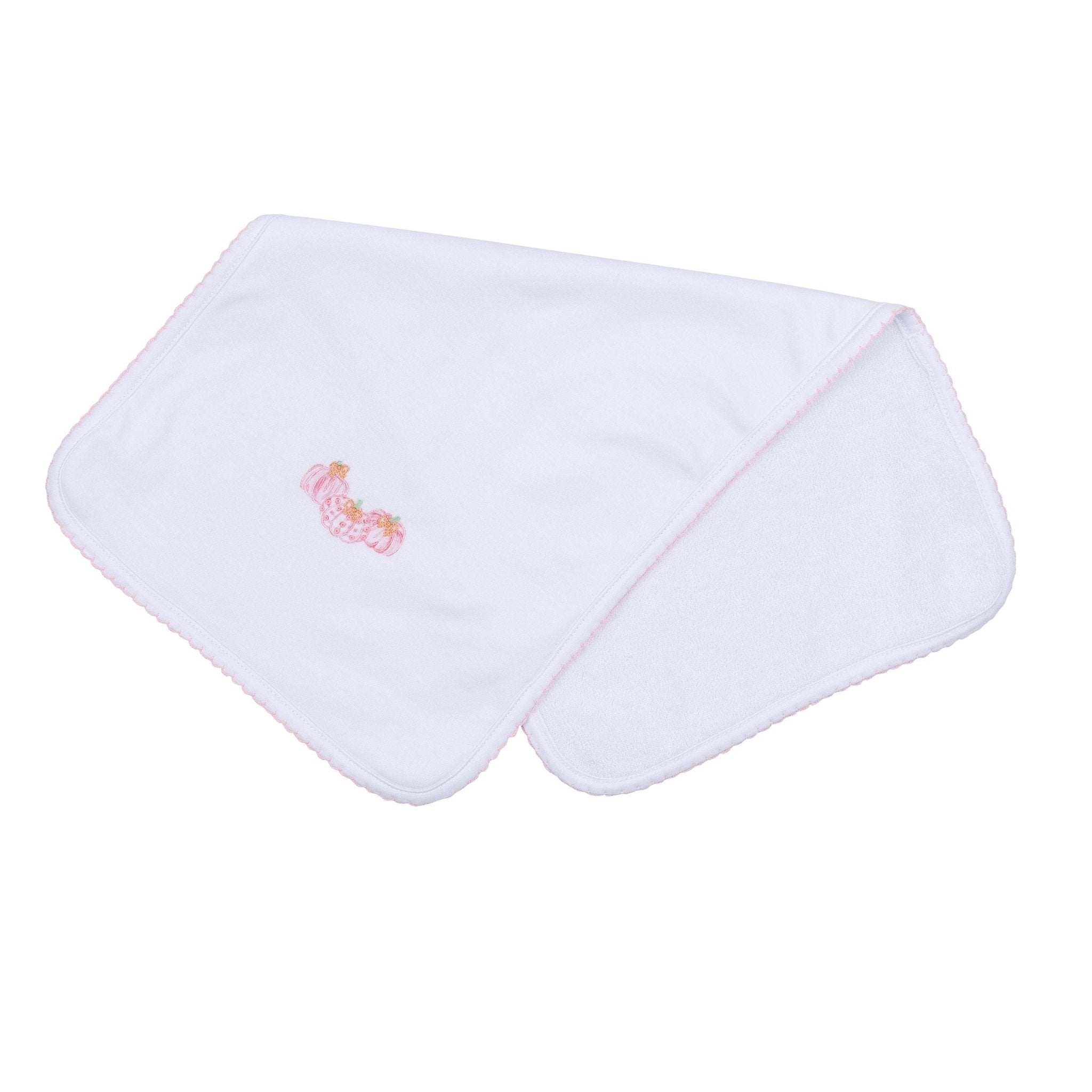 Precious Pumpkins Embroidered Burp Cloth - Pink - Magnolia BabyBurp Cloth