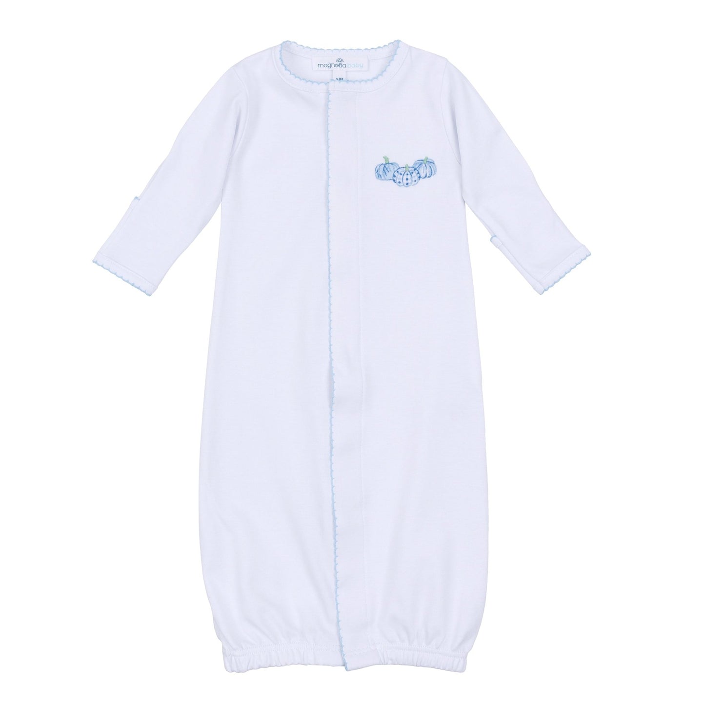 Precious Pumpkins Embroidered Converter - Light Blue - Magnolia BabyConverter Gown