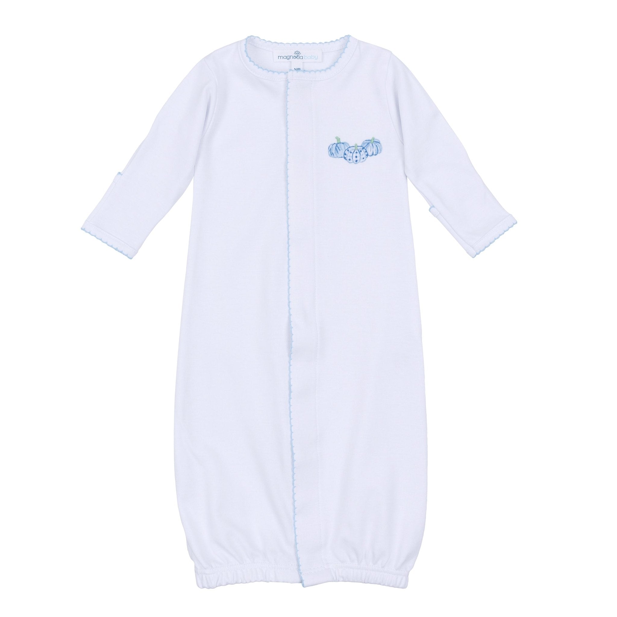 Precious Pumpkins Embroidered Converter - Light Blue - Magnolia BabyConverter Gown
