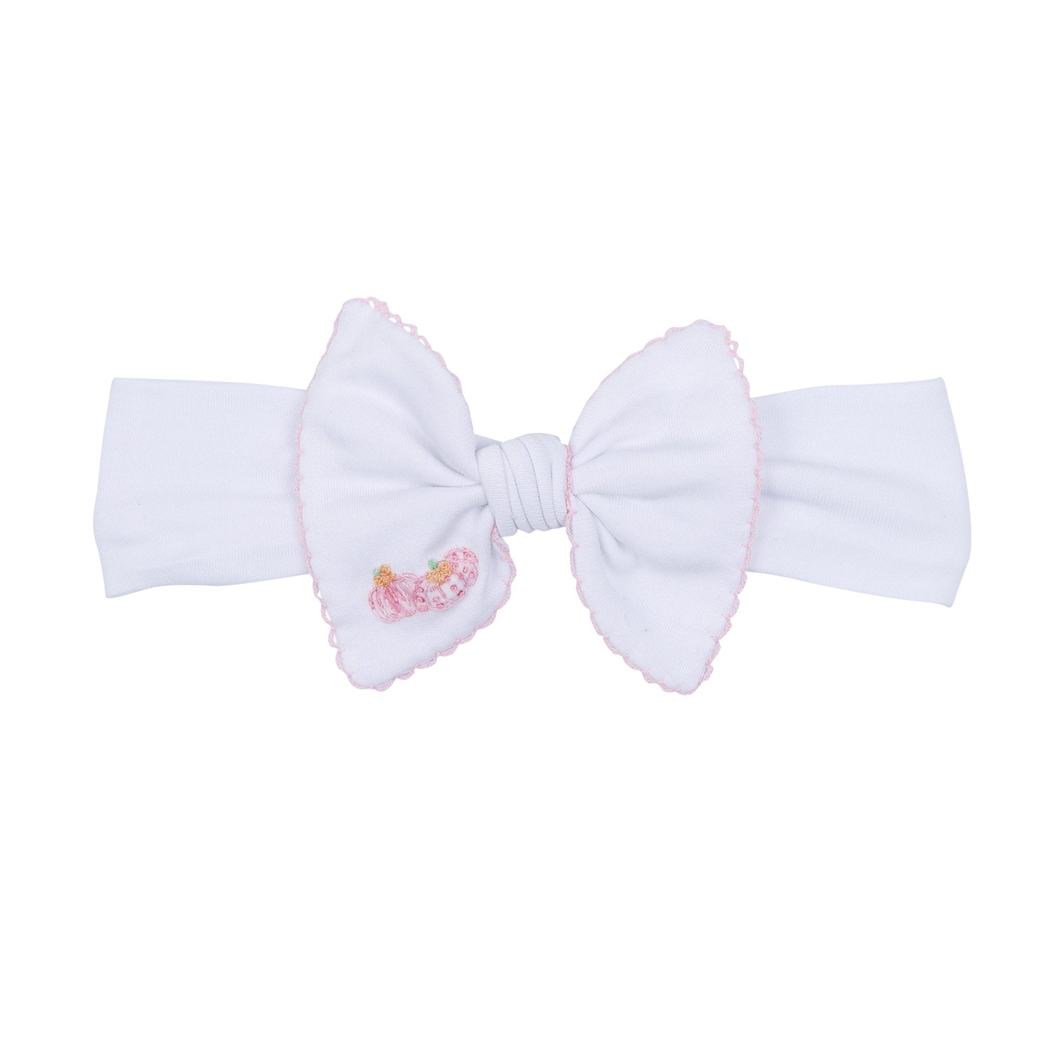Precious Pumpkins Embroidered Headband - Pink - Magnolia BabyHeadband