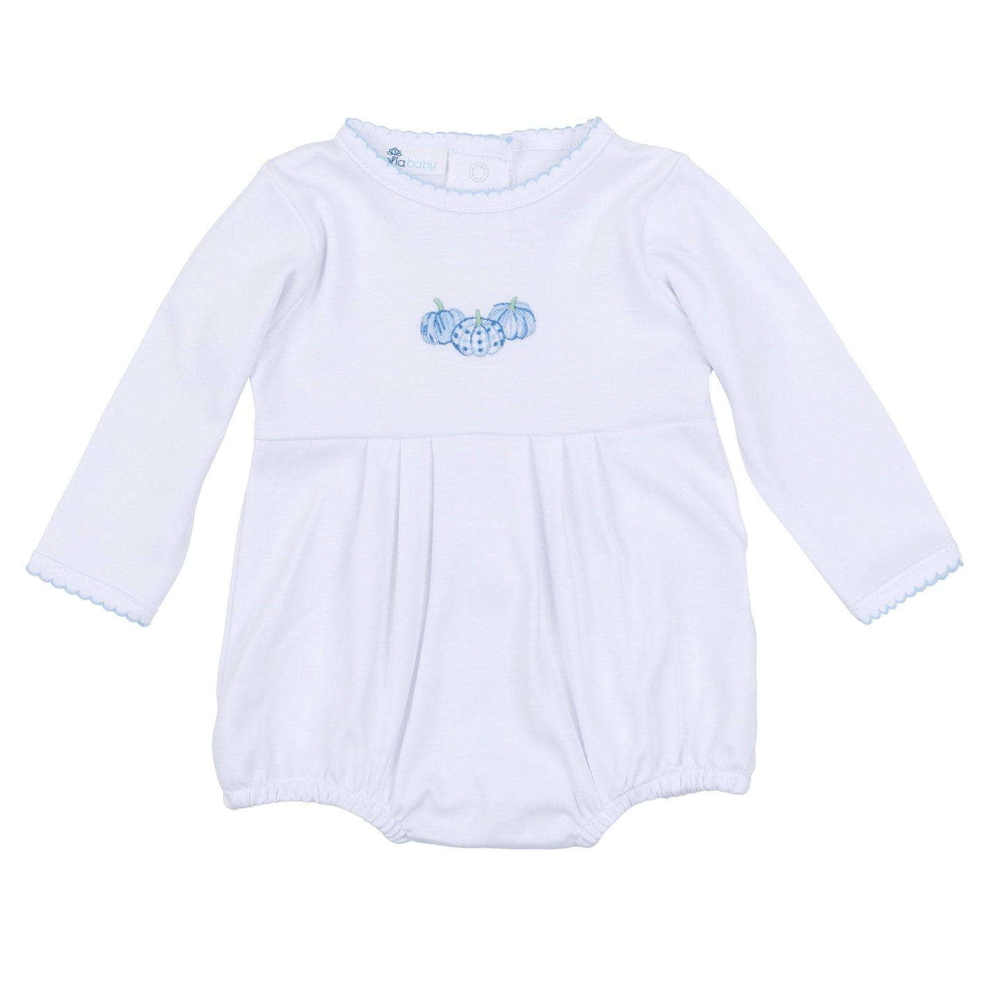 Precious Pumpkins Embroidered Long Sleeve Bubble - Light Blue - Magnolia BabyBubble