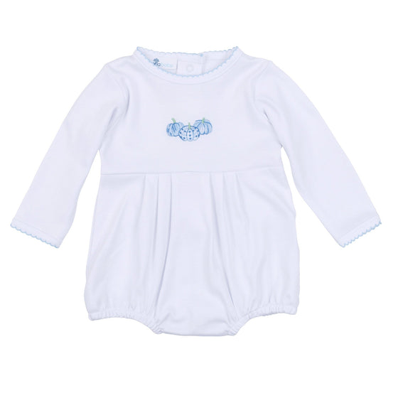 Precious Pumpkins Embroidered Long Sleeve Bubble - Light Blue - Magnolia BabyBubble
