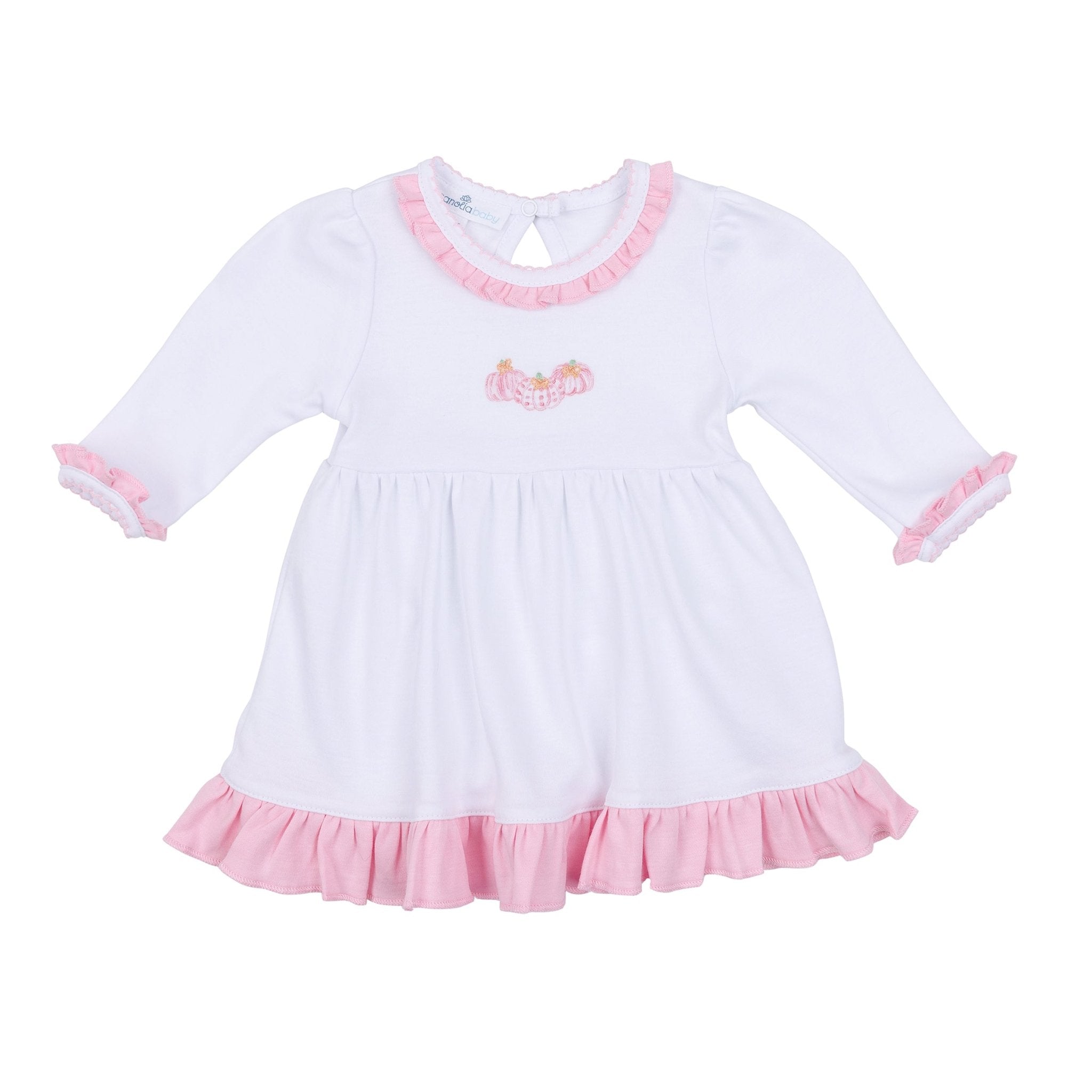 Precious Pumpkins Embroidered Long Sleeve Dress - Pink - Magnolia BabyDress