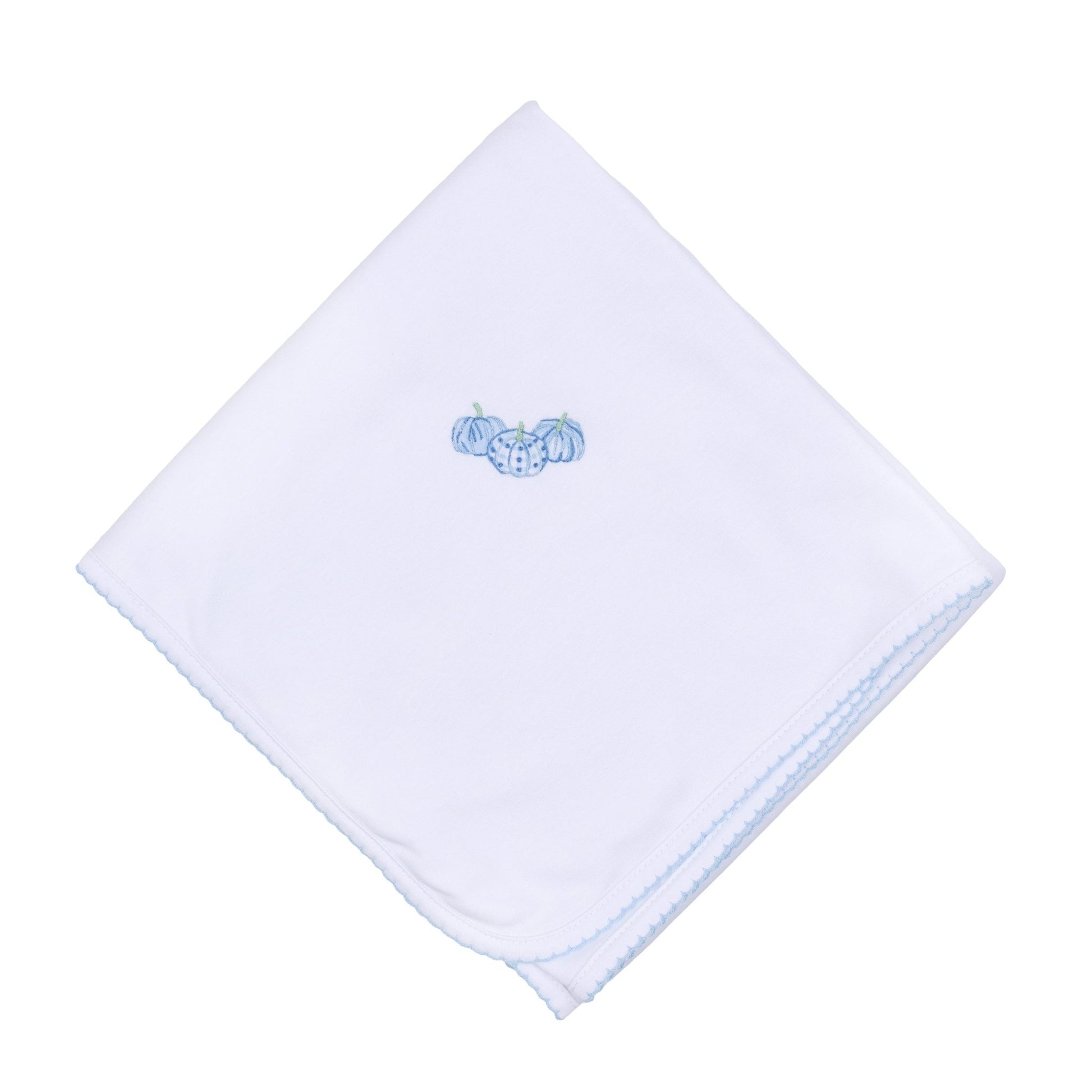 Precious Pumpkins Embroidered Receiving Blanket - Light Blue - Magnolia BabyReceiving Blanket