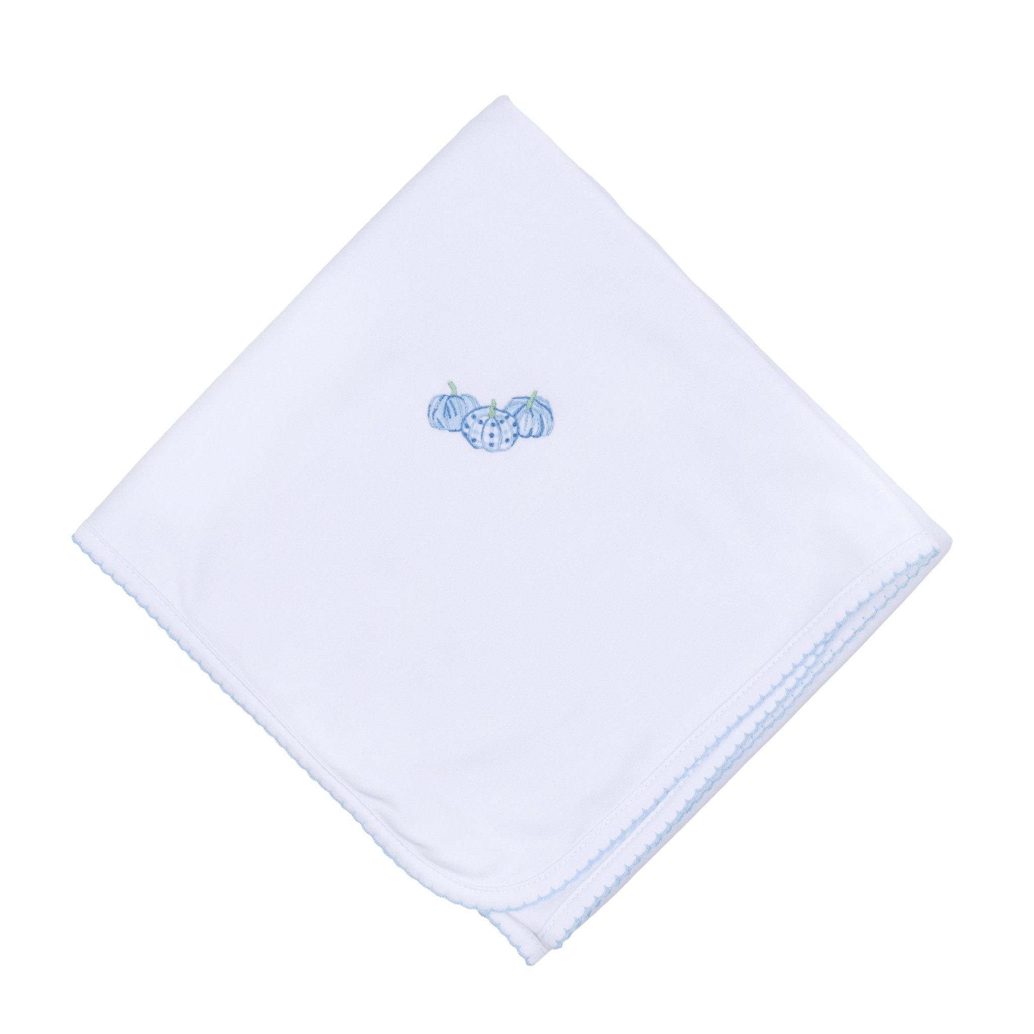 Precious Pumpkins Embroidered Receiving Blanket - Light Blue - Magnolia BabyReceiving Blanket